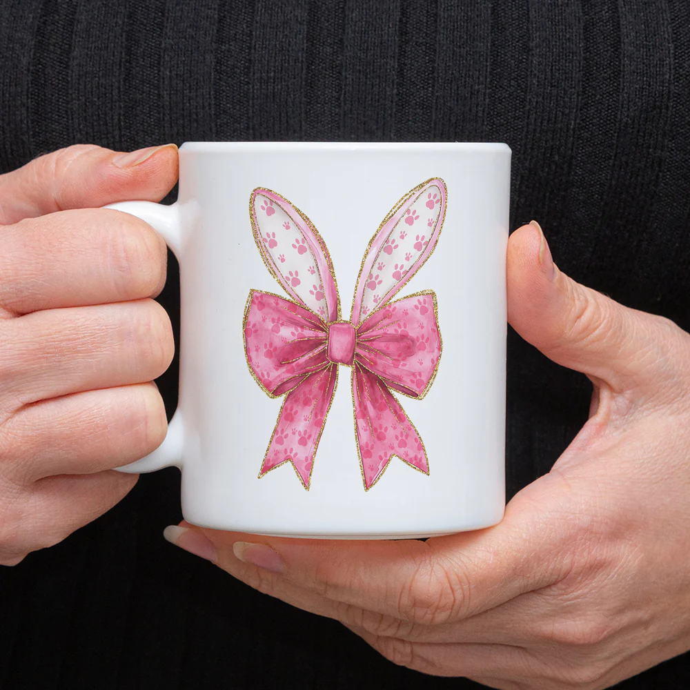 Gold Coquette Easter Cute Bunny Ears White Mug LM32 893135 - Image 3