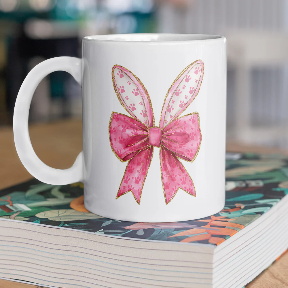 Gold Coquette Easter Cute Bunny Ears White Mug LM32 893135 - Image 4
