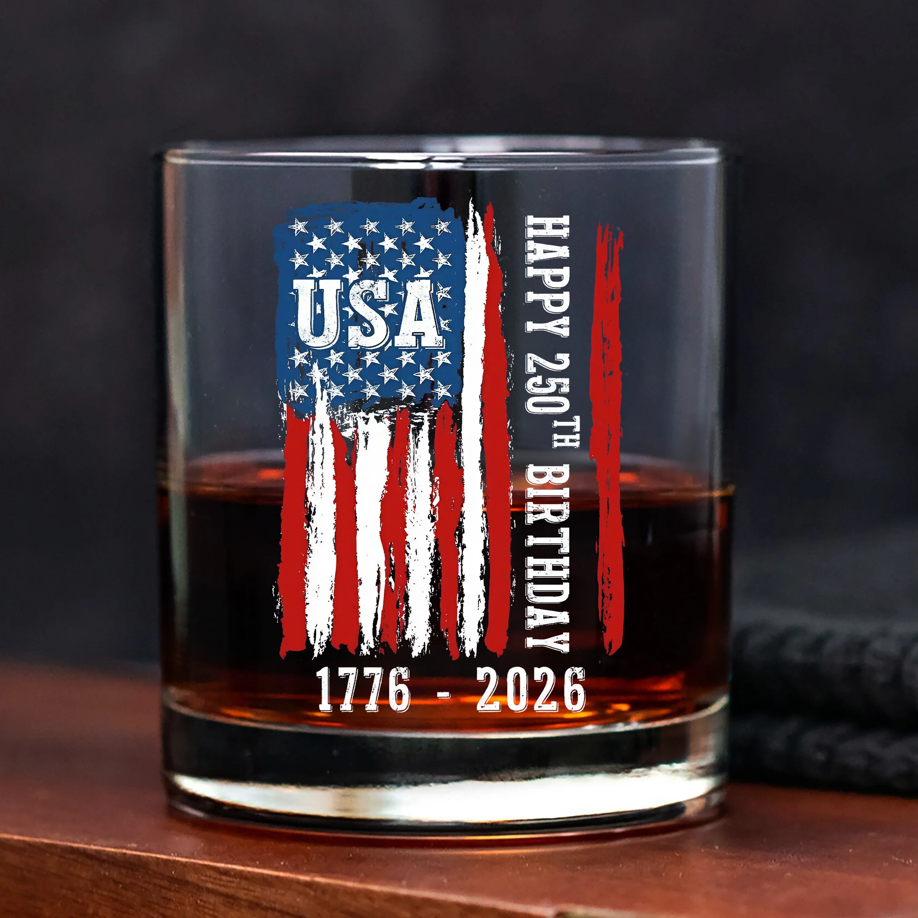 Happy 250th Birthday America Flag Patriotic Whiskey Glass LM32 895289 - Image 5