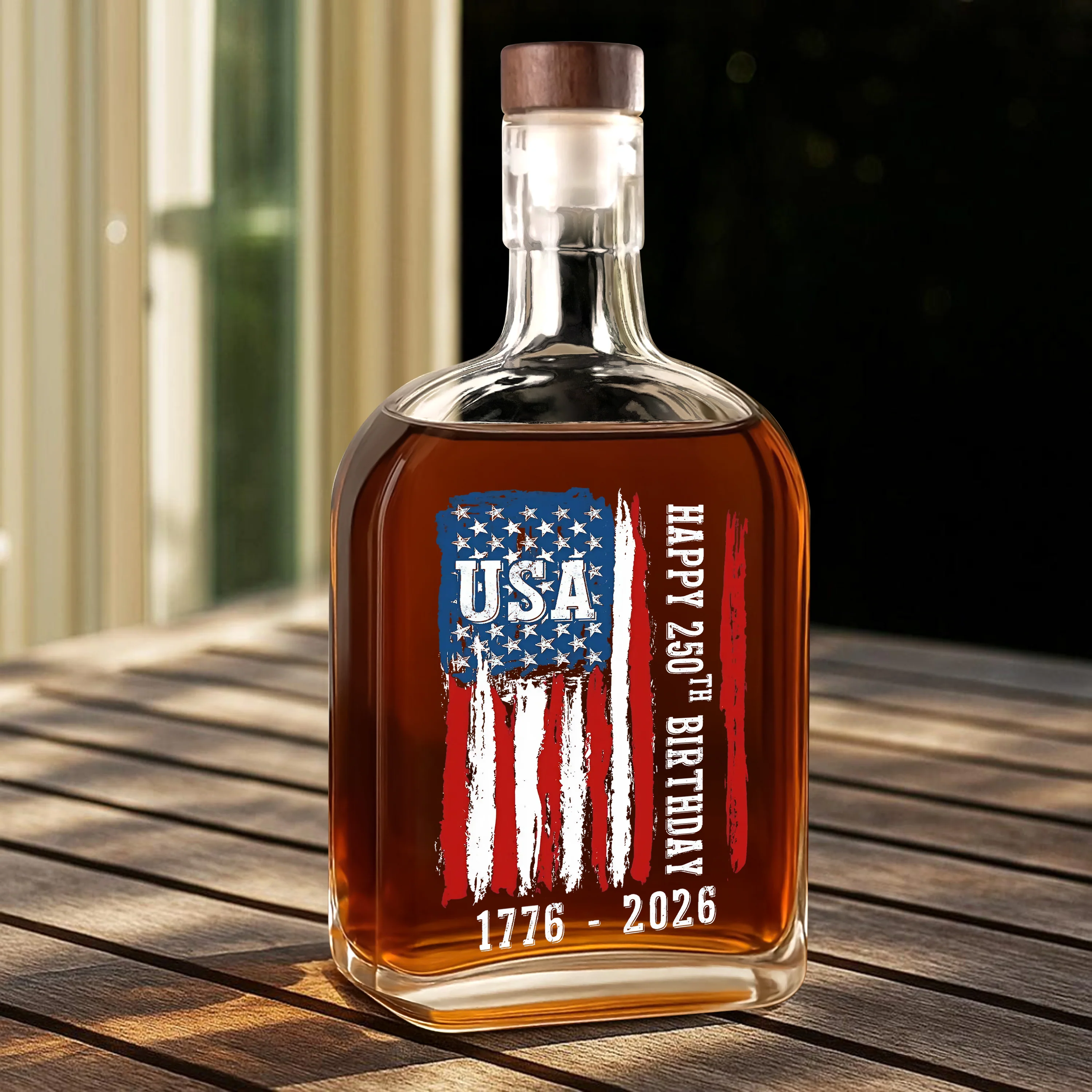 Happy 250th Birthday America Flag Whiskey Bottle LM32 895291 - Image 5