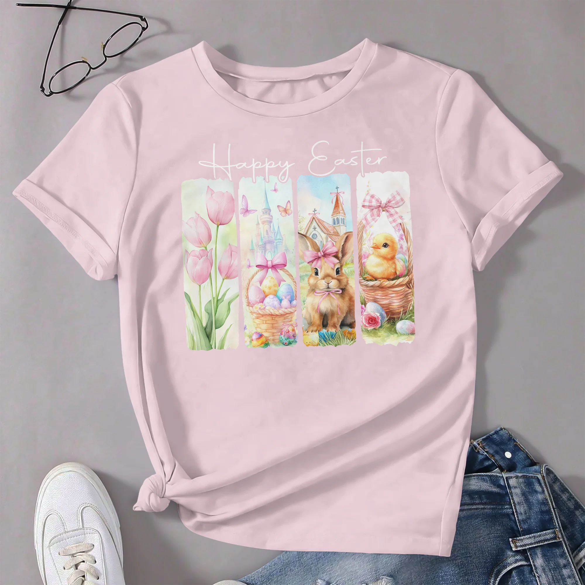 Happy Easter White Bunny T-Shirt LM32 893115 - Image 6