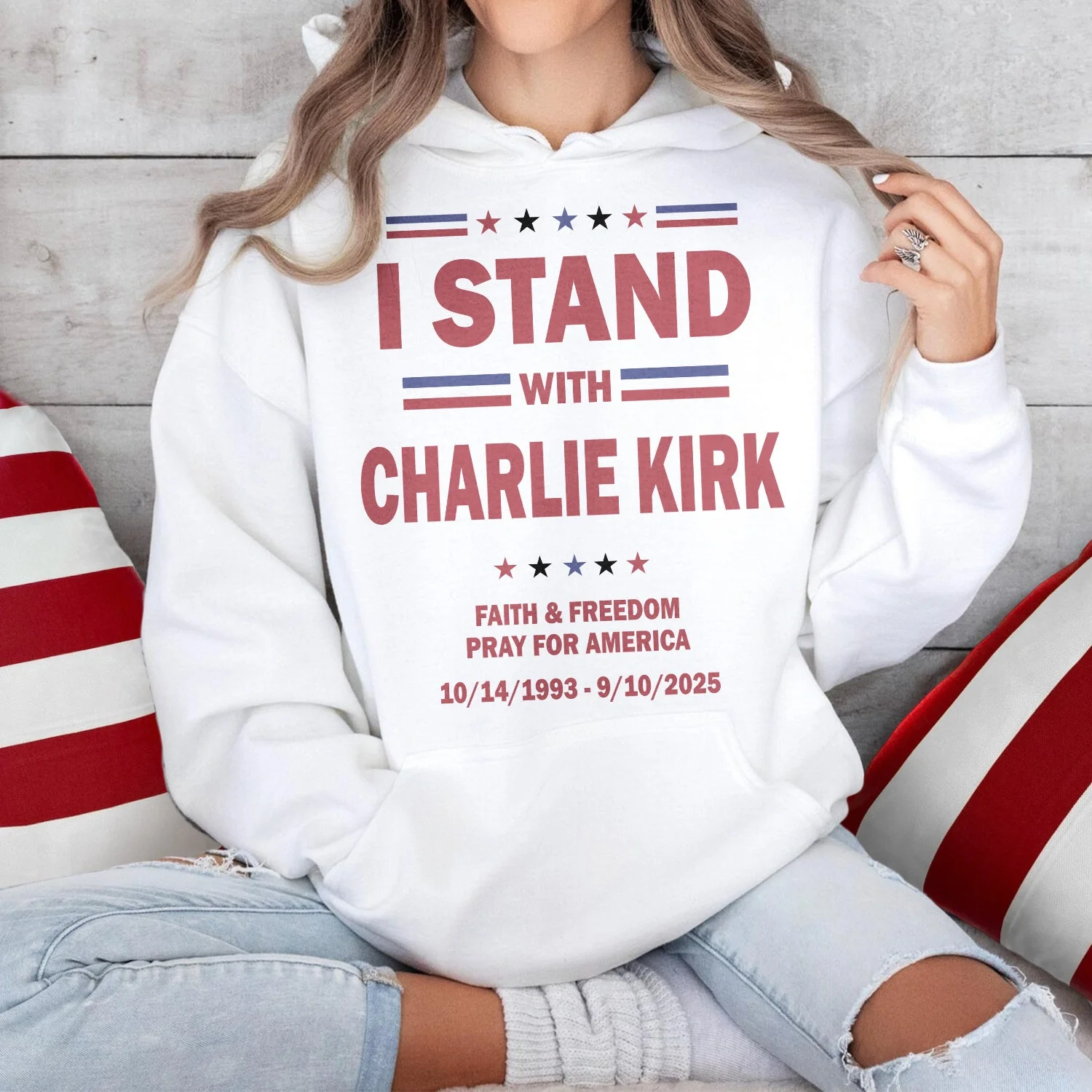 I Stand With Charlie Kirk, Faith & Freedom Bright Shirt LM32 65481 - Image 3