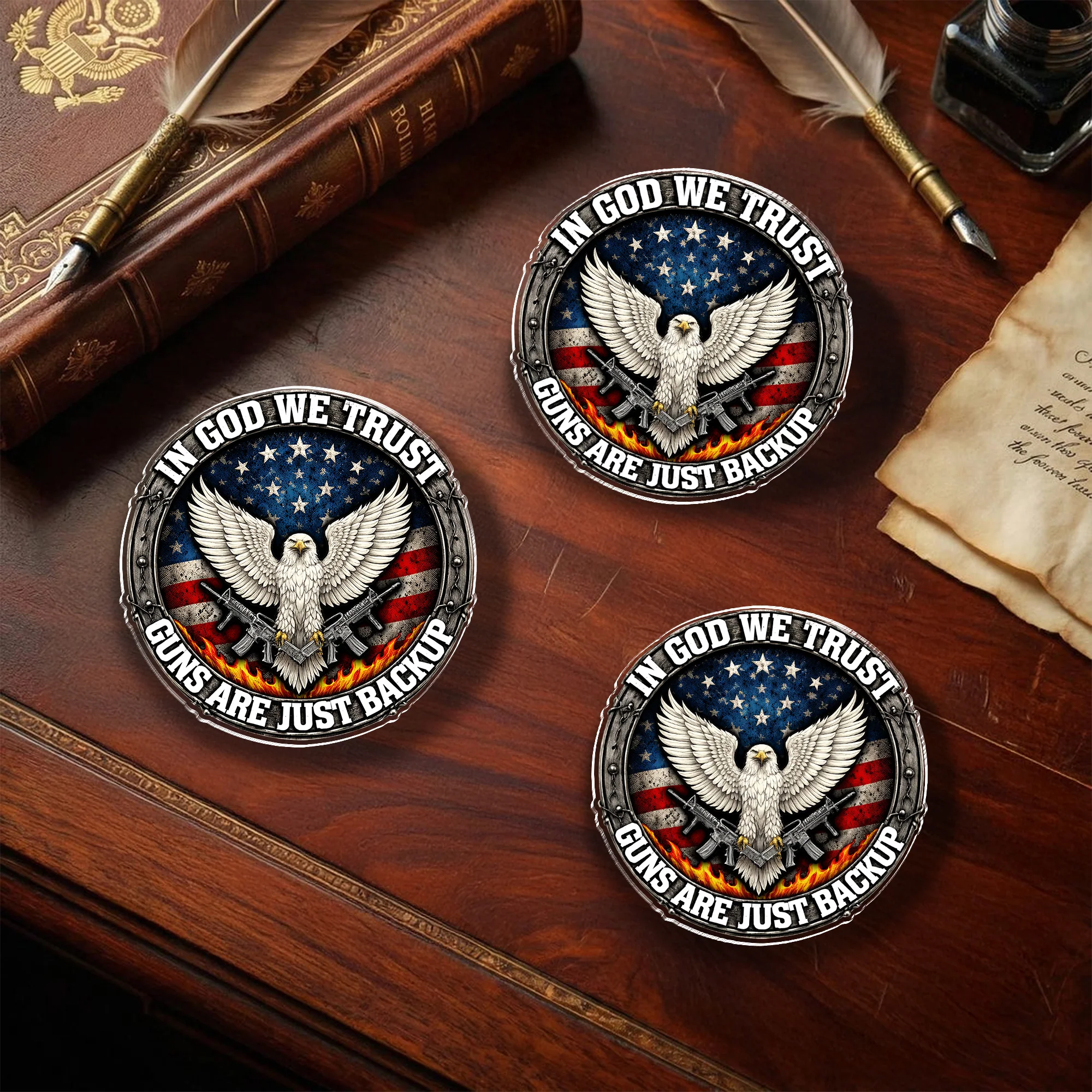 In God We Trust Eagle - Guns Are Just Backup Eagle Acrylic Pin LM32 899527 - Image 6