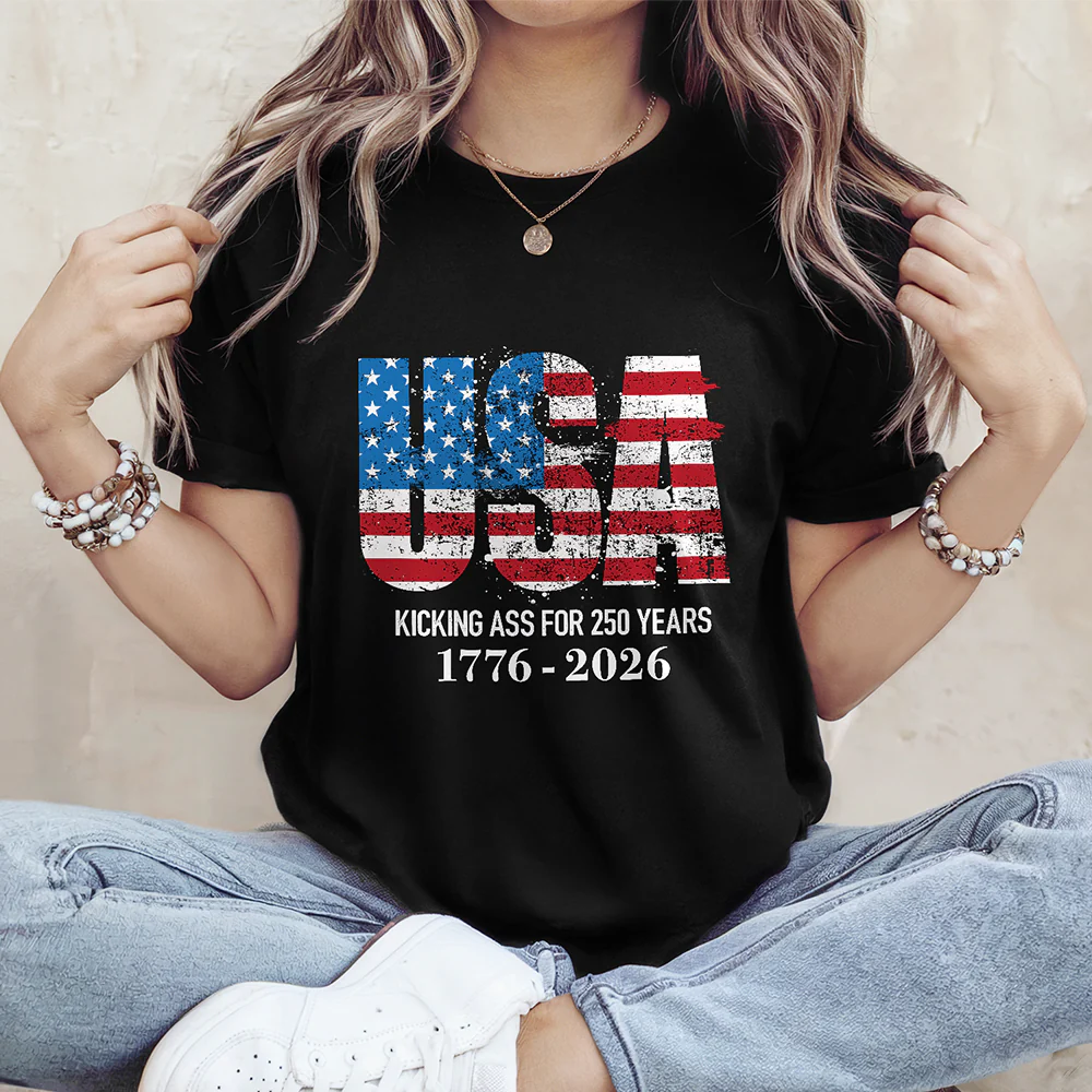 Kicking Ass For 250 Years Of Freedom Patriot Dark Shirt LM32 895157 - Image 8