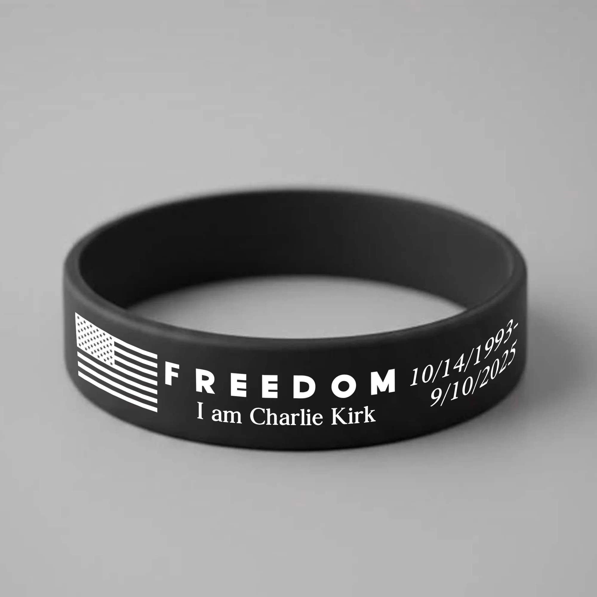 Laser Engraved Silicone Bracelet “FREEDOM” Charlie Kirk Tribute American Flag LM32 65733 - Image 5