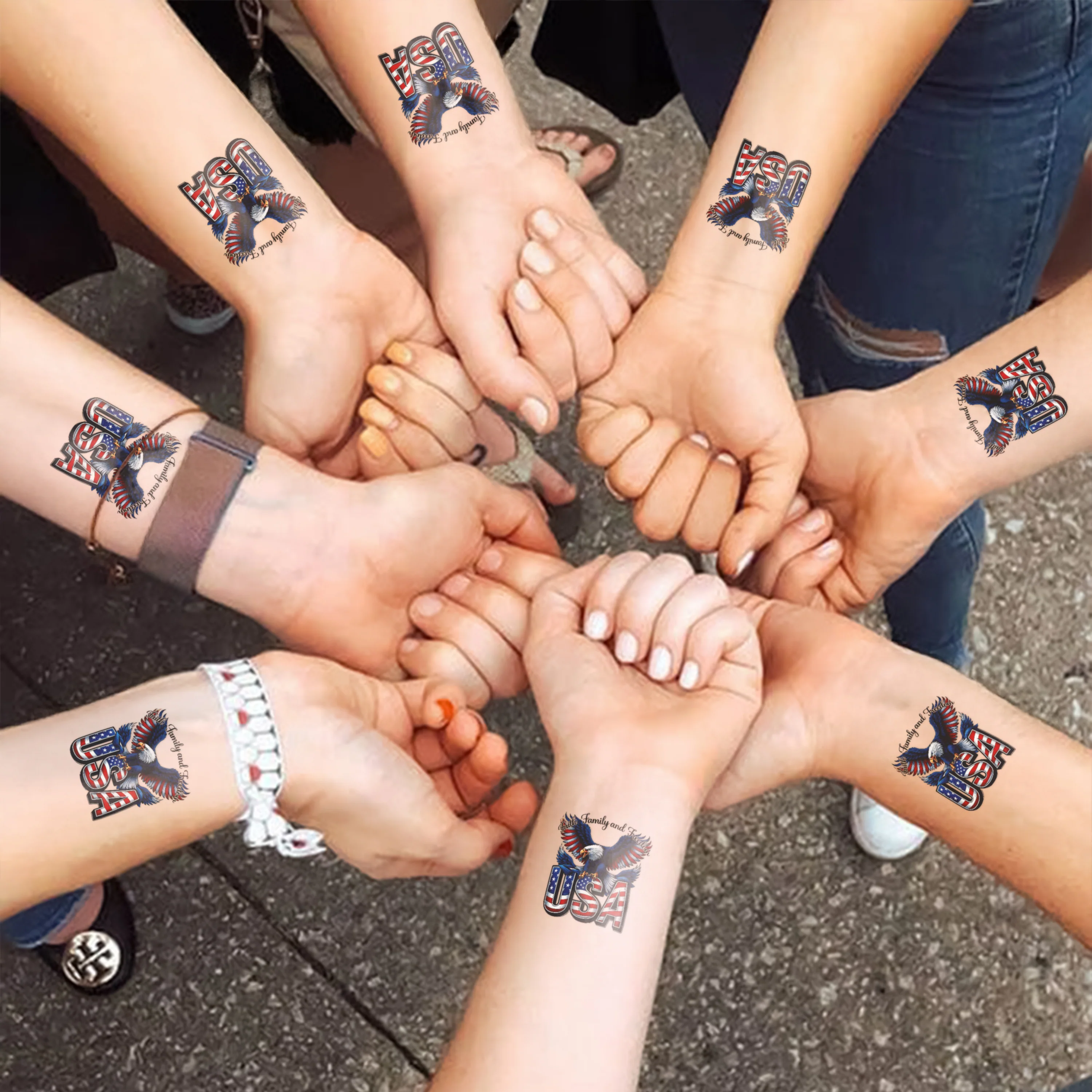Multi 250 Years of America With Eagles - In God We Trust Party Tattoos Favors LM32 897813 - Image 2