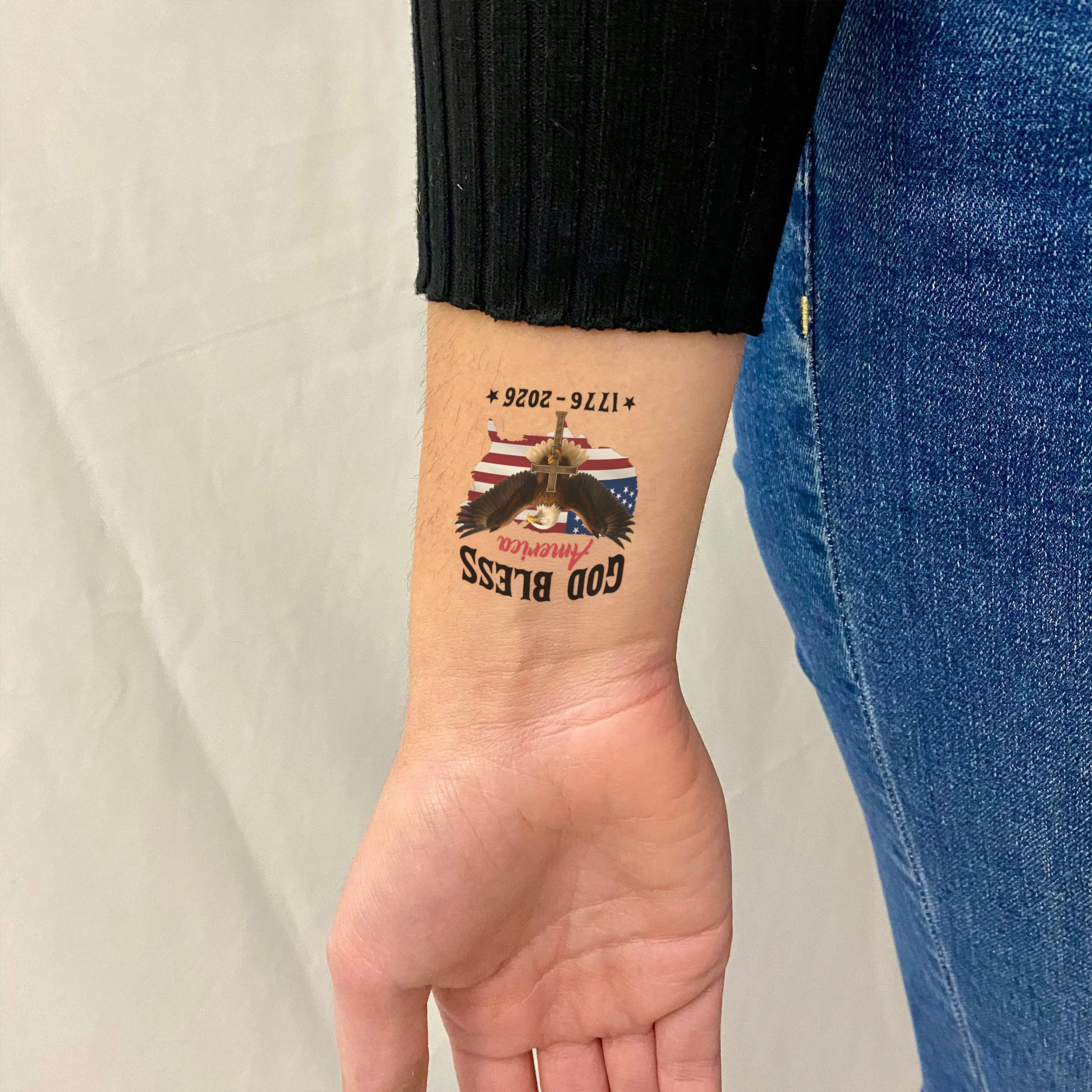 Multi 250 Years of America With Eagles - In God We Trust Party Tattoos Favors LM32 897813 - Image 3