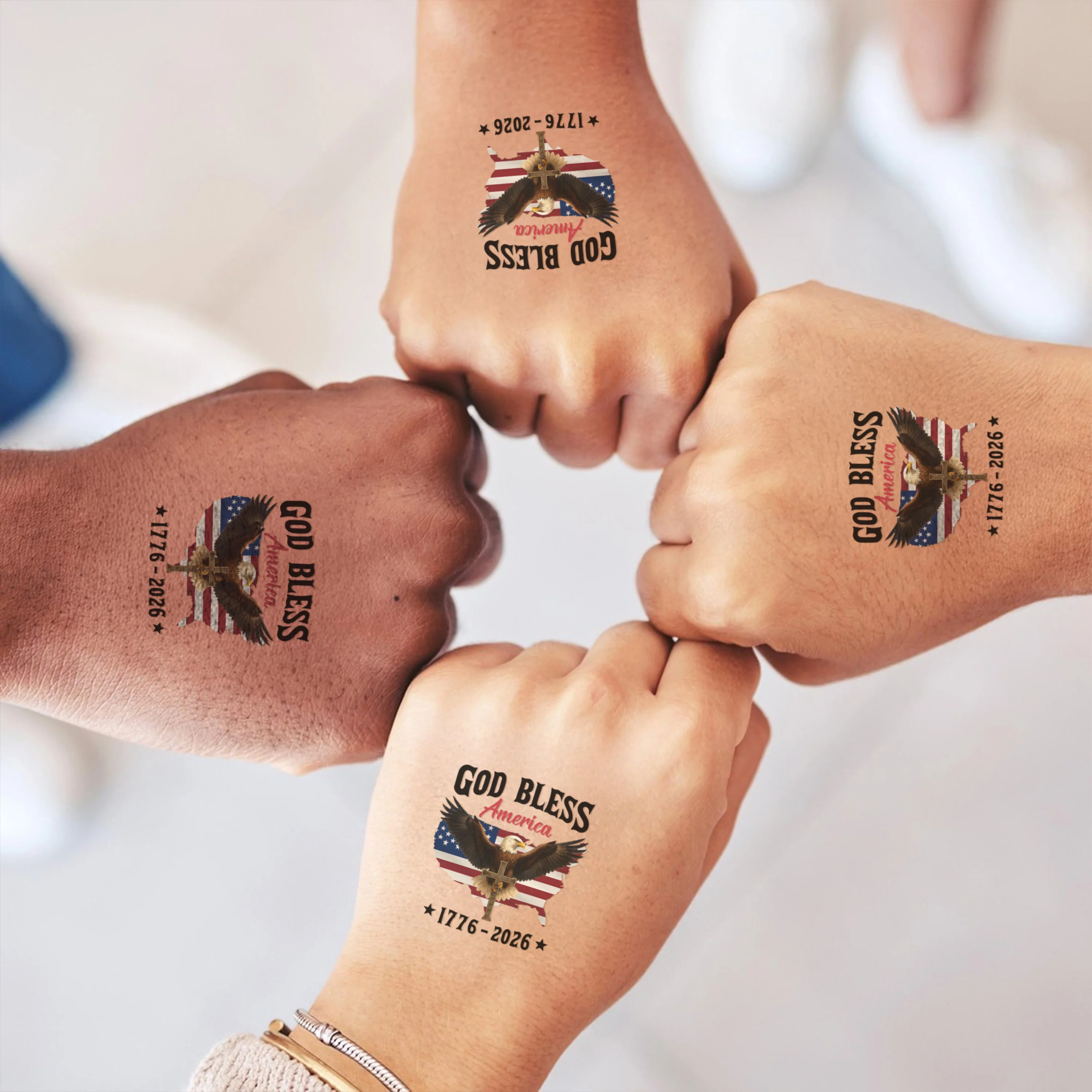 Multi 250 Years of America With Eagles - In God We Trust Party Tattoos Favors LM32 897813 - Image 5