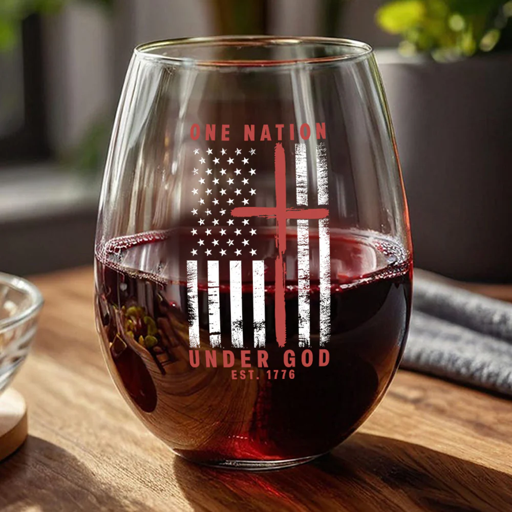 One Nation Under God Est 1776 Freedom Wine Glass LM32 895457 - Image 2