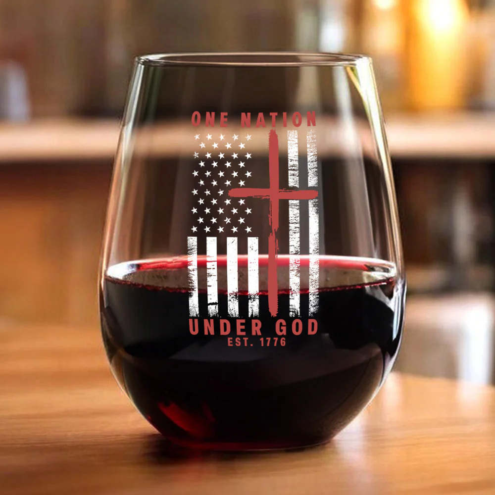 One Nation Under God Est 1776 Freedom Wine Glass LM32 895457 - Image 6
