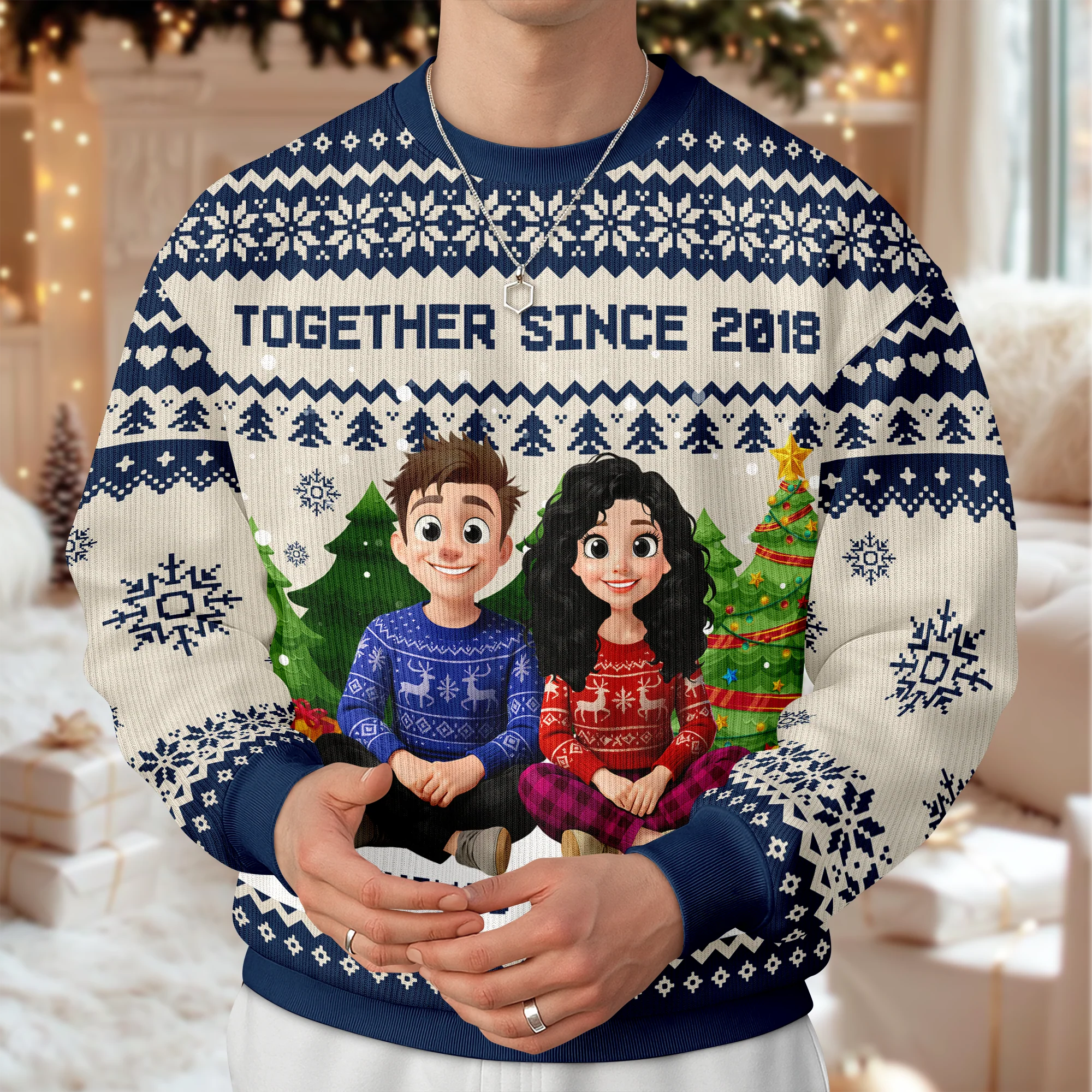 Personalized 3D Cute Couple Together Since Love Each Other Ugly Sweater LM32 897161 - Image 6