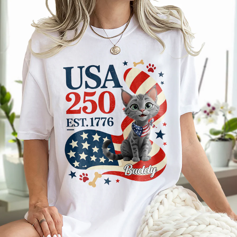Personalized American Cat 250th Anniversary Patriotic Bright Shirt LM32 899179 - Image 2