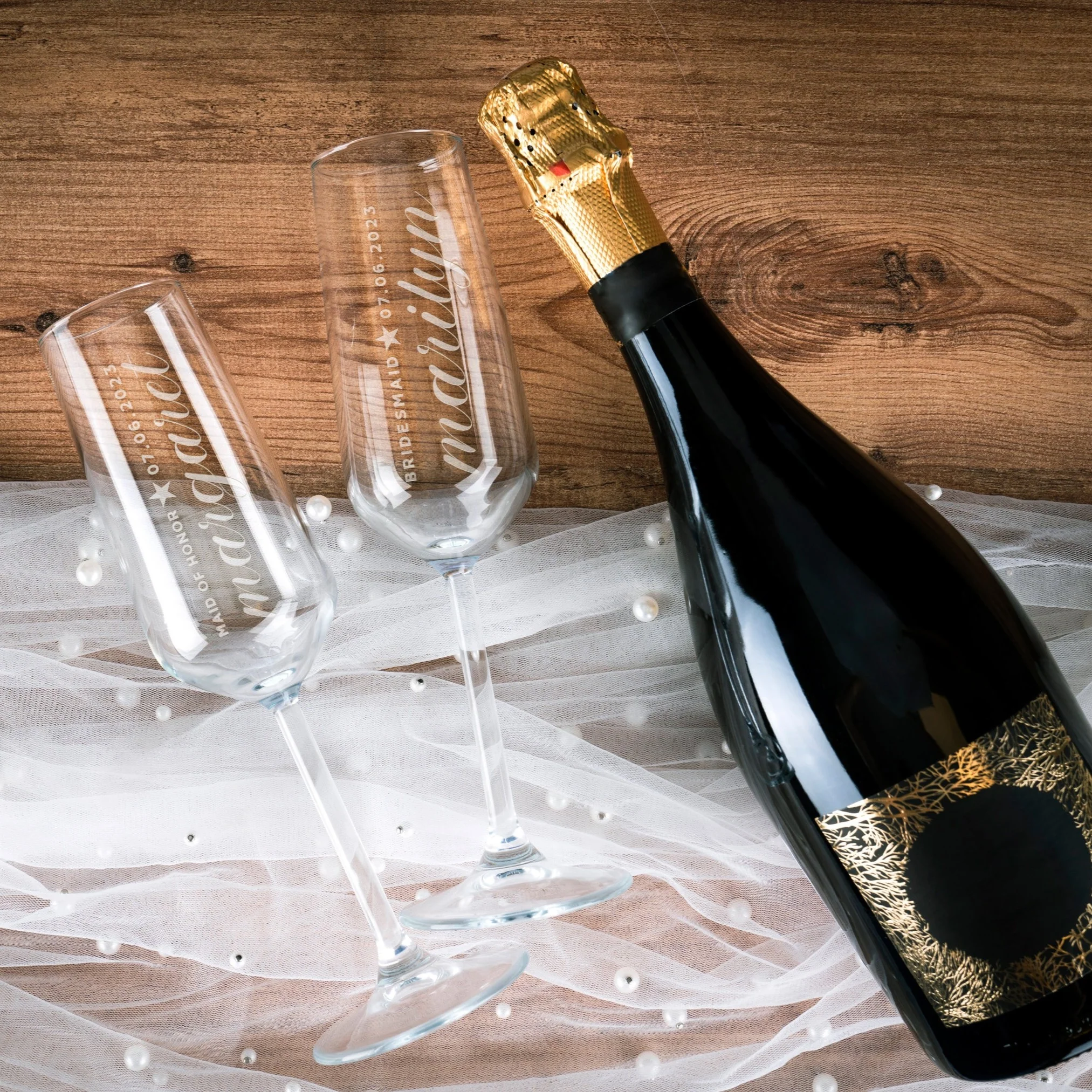 Personalized Champagne Flutes Glass For Bachelorette, Wedding, Bridesmaid Party LM32 899817 - Image 8