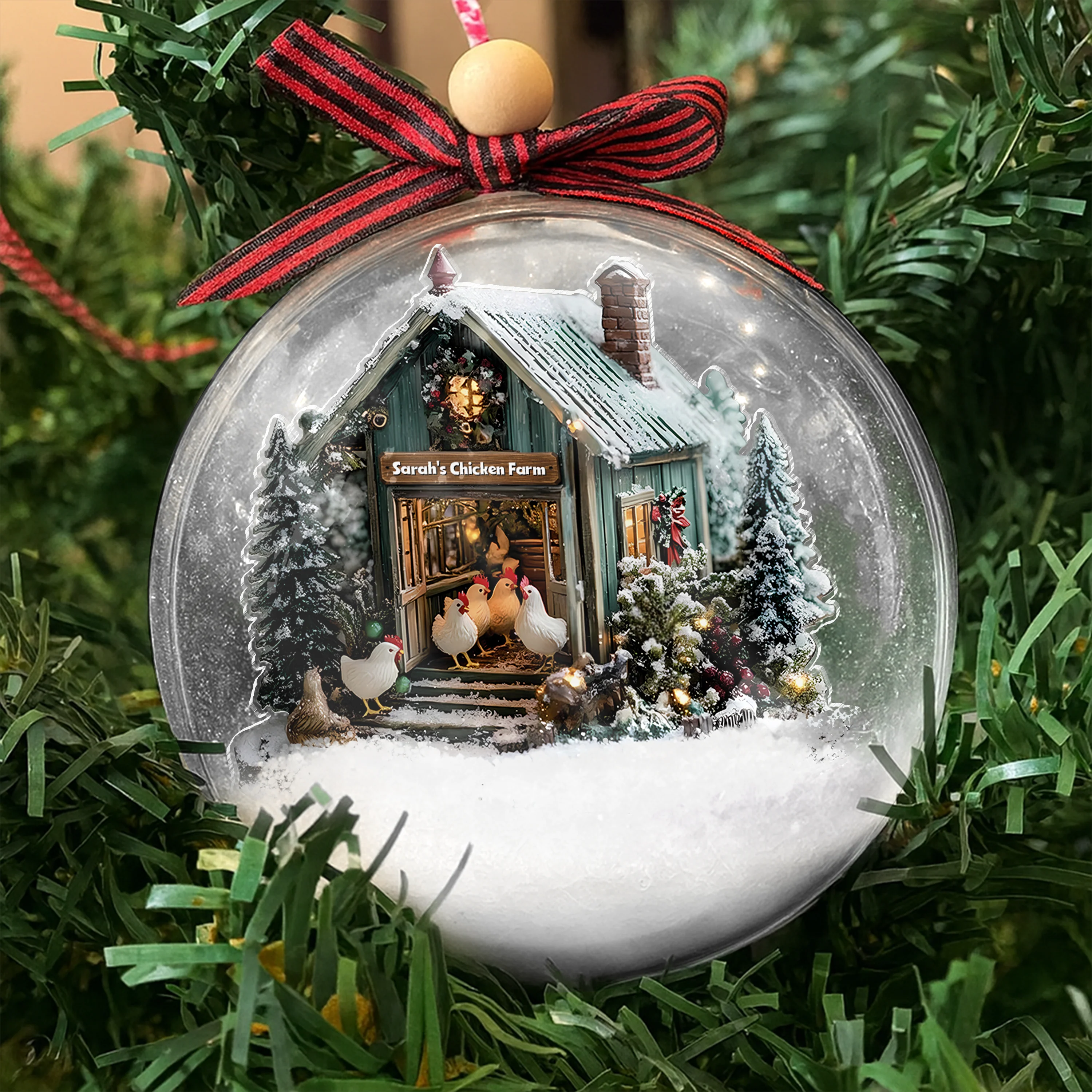 Personalized Chicken Farm Christmas 3D Ball Ornament For Farmhouse LM32 897115 - Image 2
