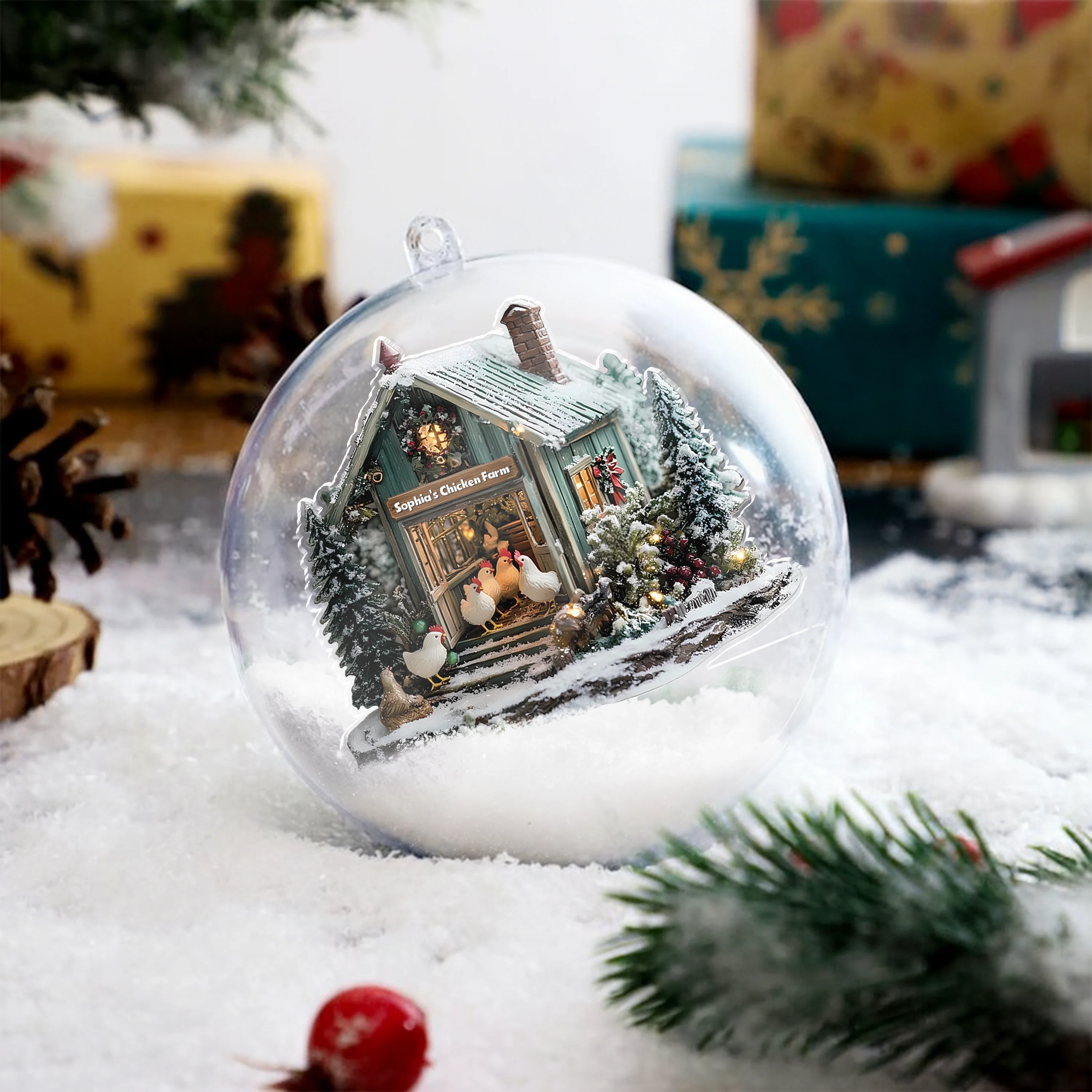 Personalized Chicken Farm Christmas 3D Ball Ornament For Farmhouse LM32 897115 - Image 3