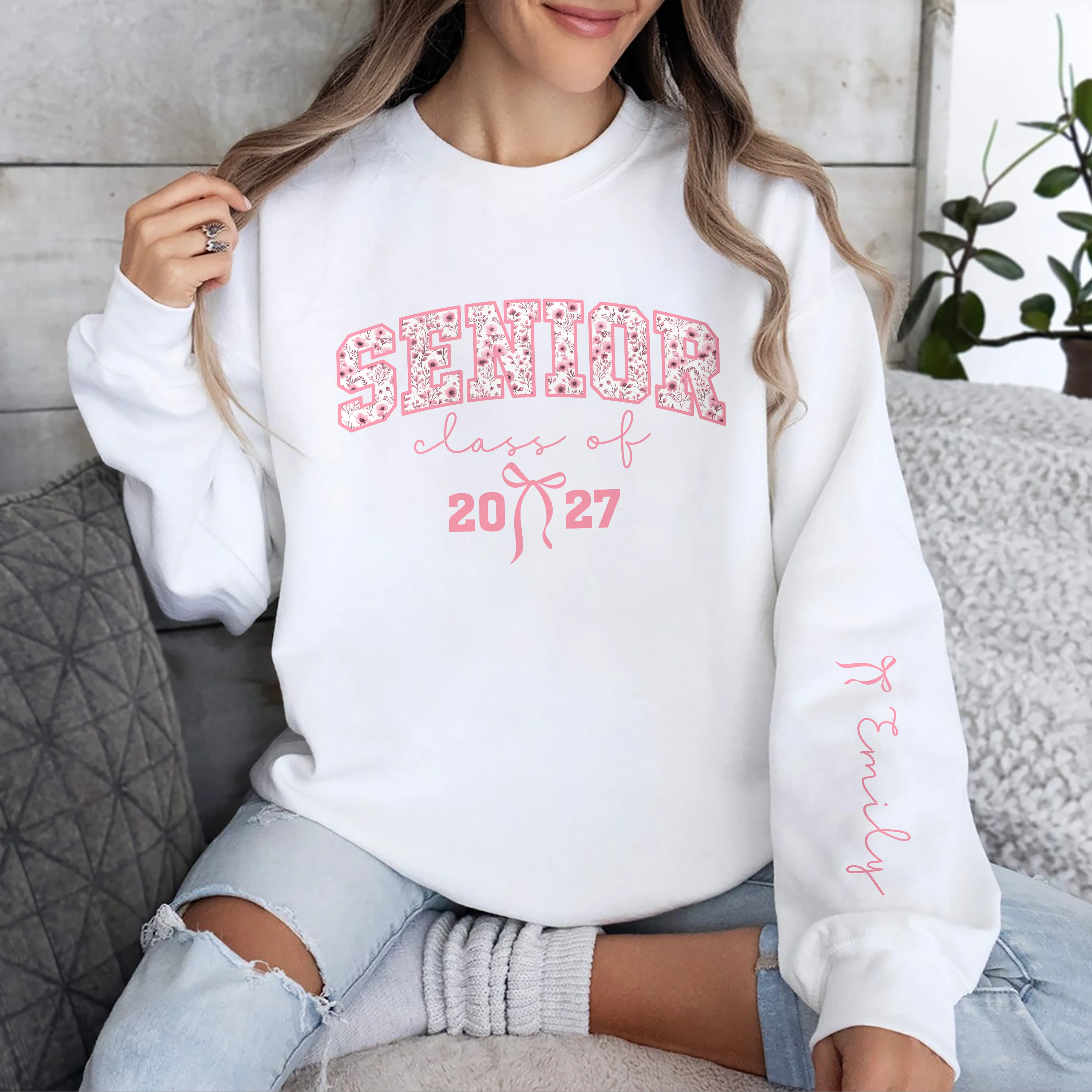 Personalized Coquette Senior 2026 Sleeve Sweatshirt - Graduation Gift LM32 899145 - Image 2