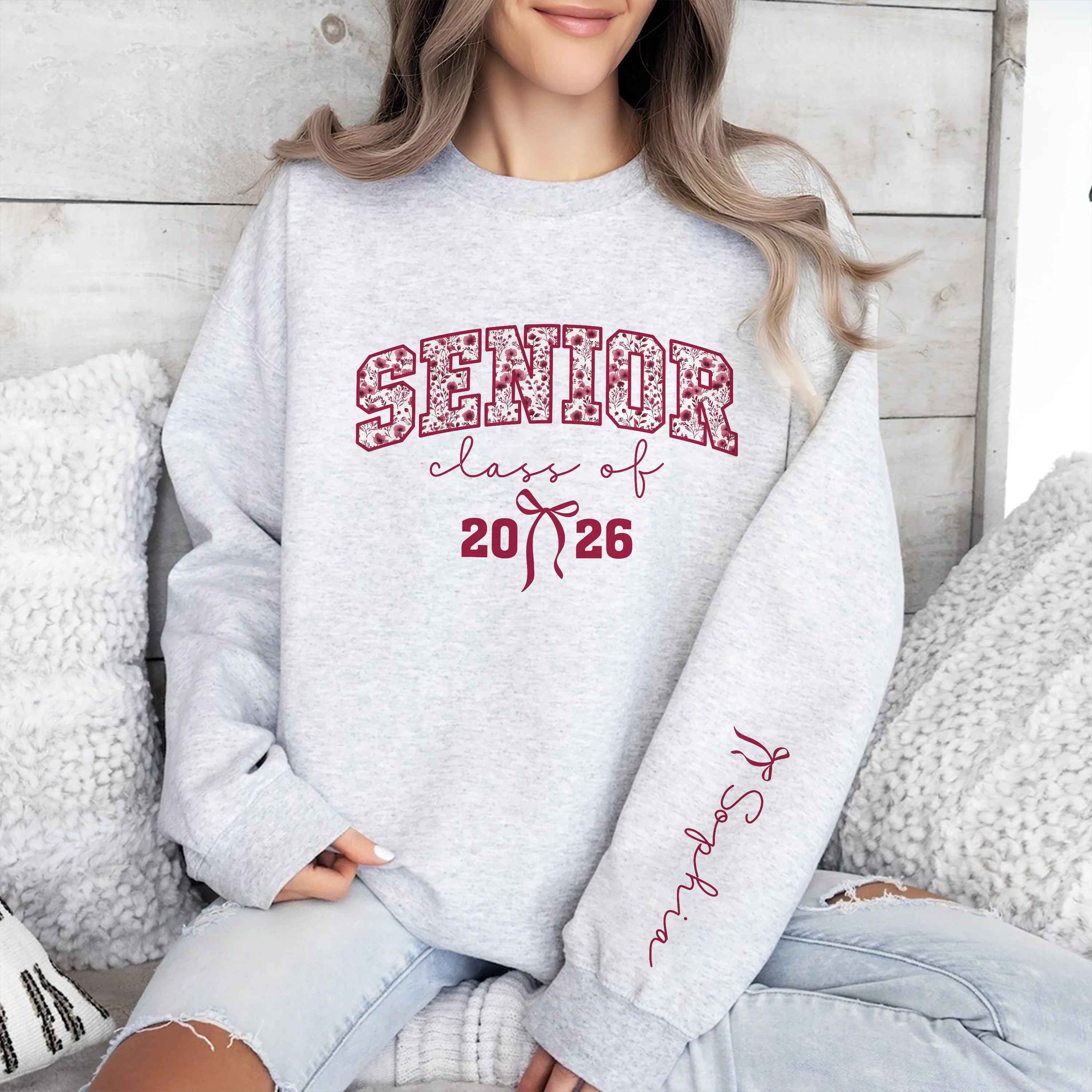 Personalized Coquette Senior 2026 Sleeve Sweatshirt - Graduation Gift LM32 899145 - Image 3