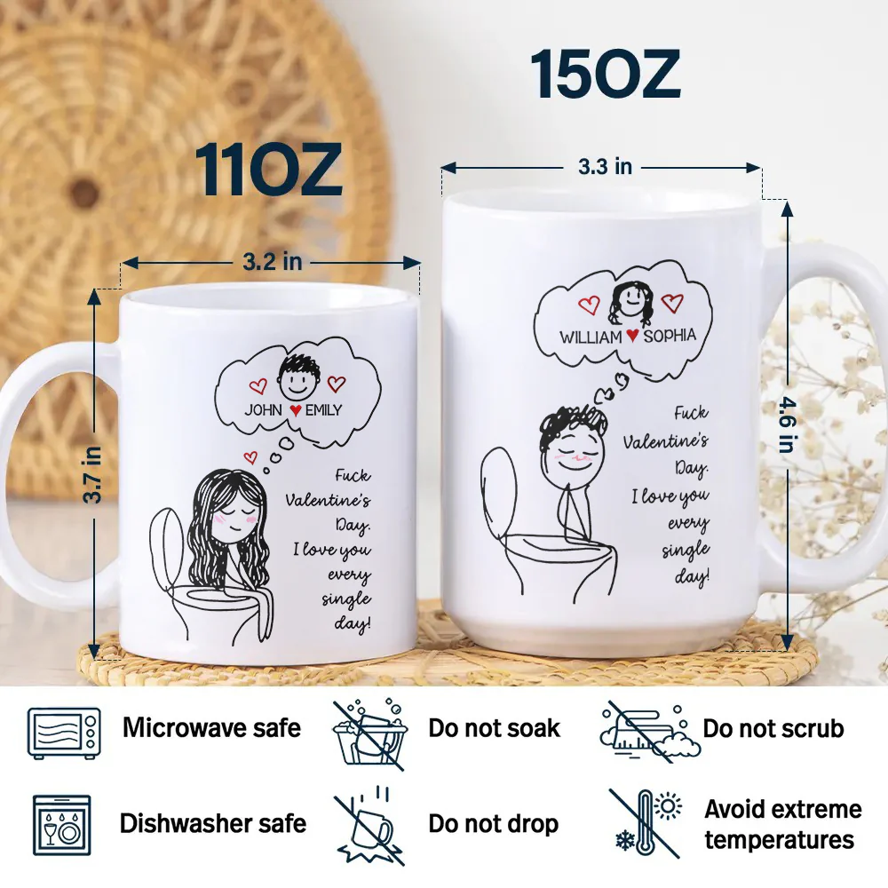 Personalized Couple Name Unhinged Anti-Valentine Funny White Mug - Gift For Him Her LM32 897725 - Image 4