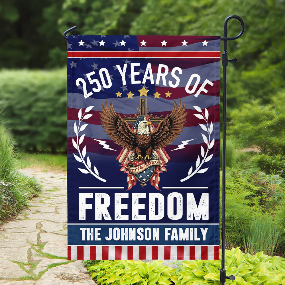 Personalized Family Name American - 250th of Freedom With Eagle Garden Flag LM32 895141 - Image 3