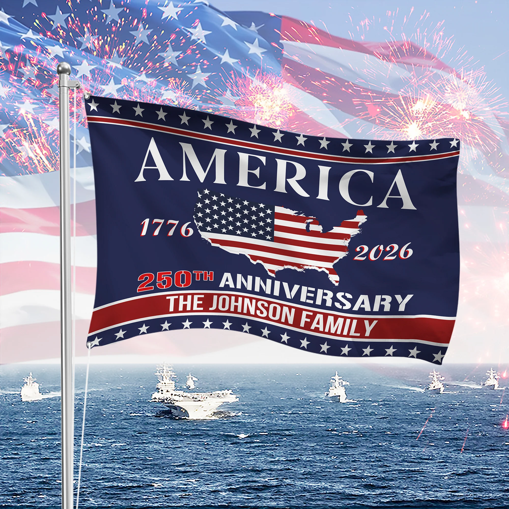Personalized Family Name America 250th Anniversary Banner House Flag LM32 897751 - Image 2