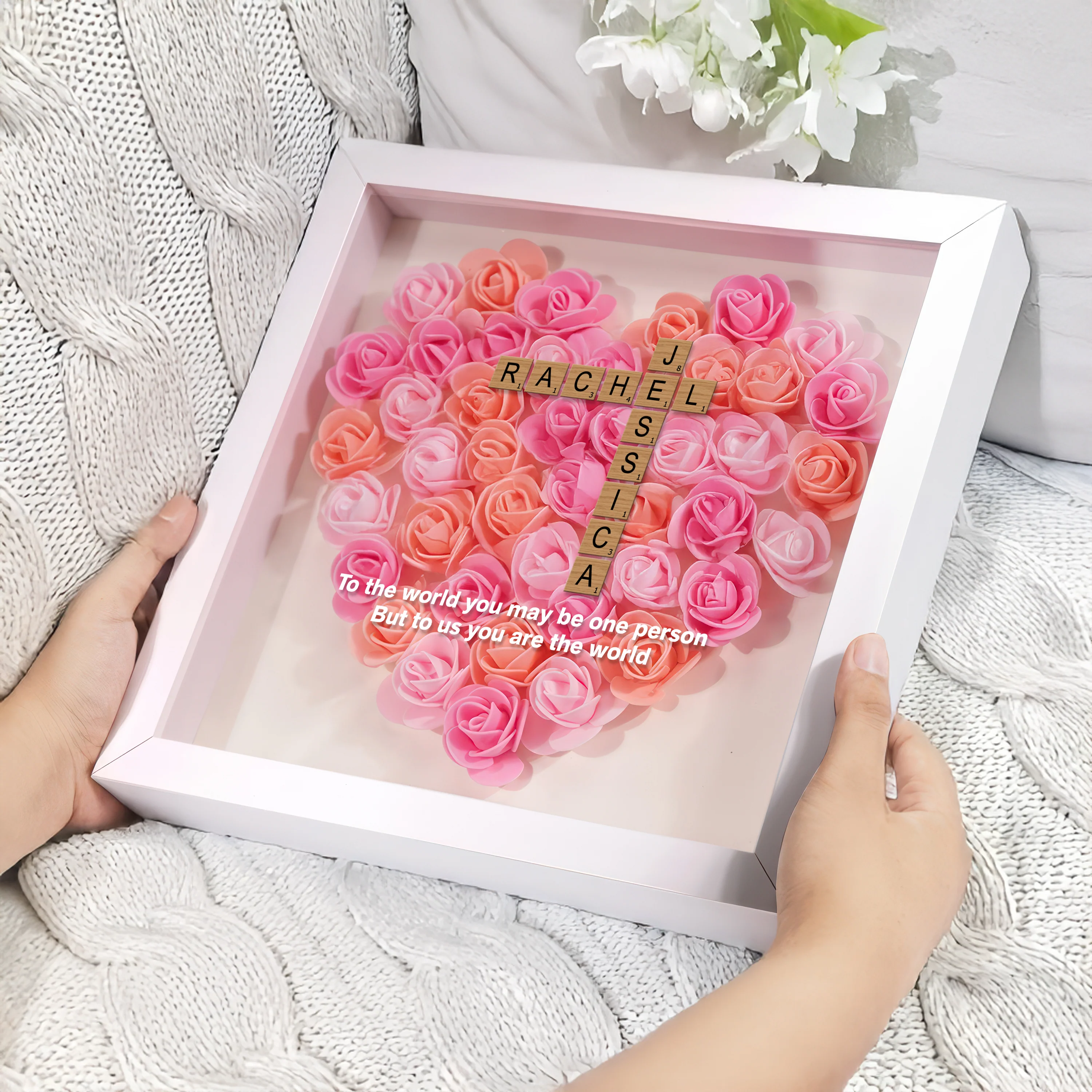 Personalized Family Name Crossword Art Flower Shadow Box For Mother's Day LM32 893277 - Image 3