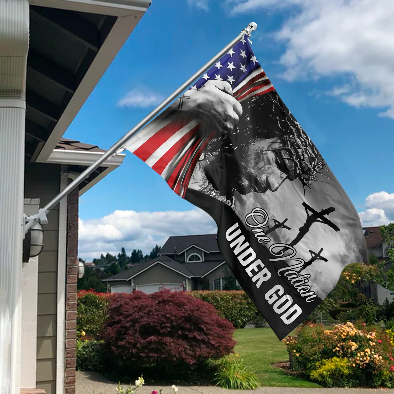 One Nation Under God With Family Name - Personalized Banner House Flag LM32 897217 - Image 4