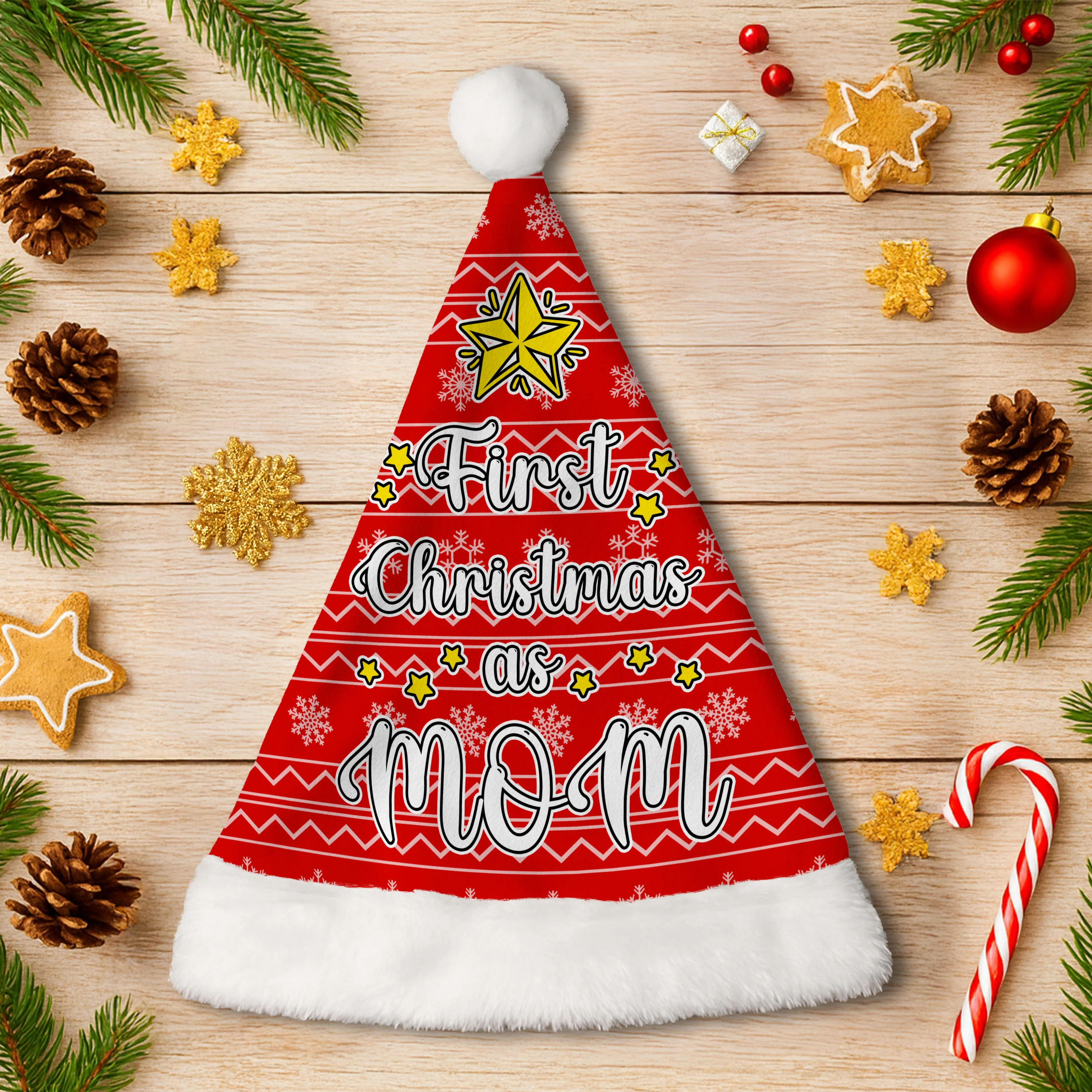 Personalized First Christmas As Mom Matching Family Santa Hat LM32 893971 - Image 2