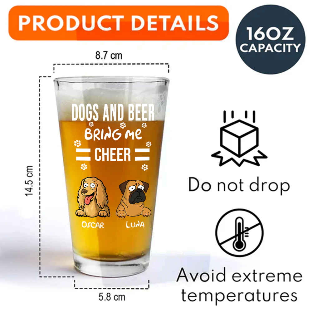 Personalized Funny Dog And Beer Bring Me Cheer Beer Glass LM32 893381 - Image 7