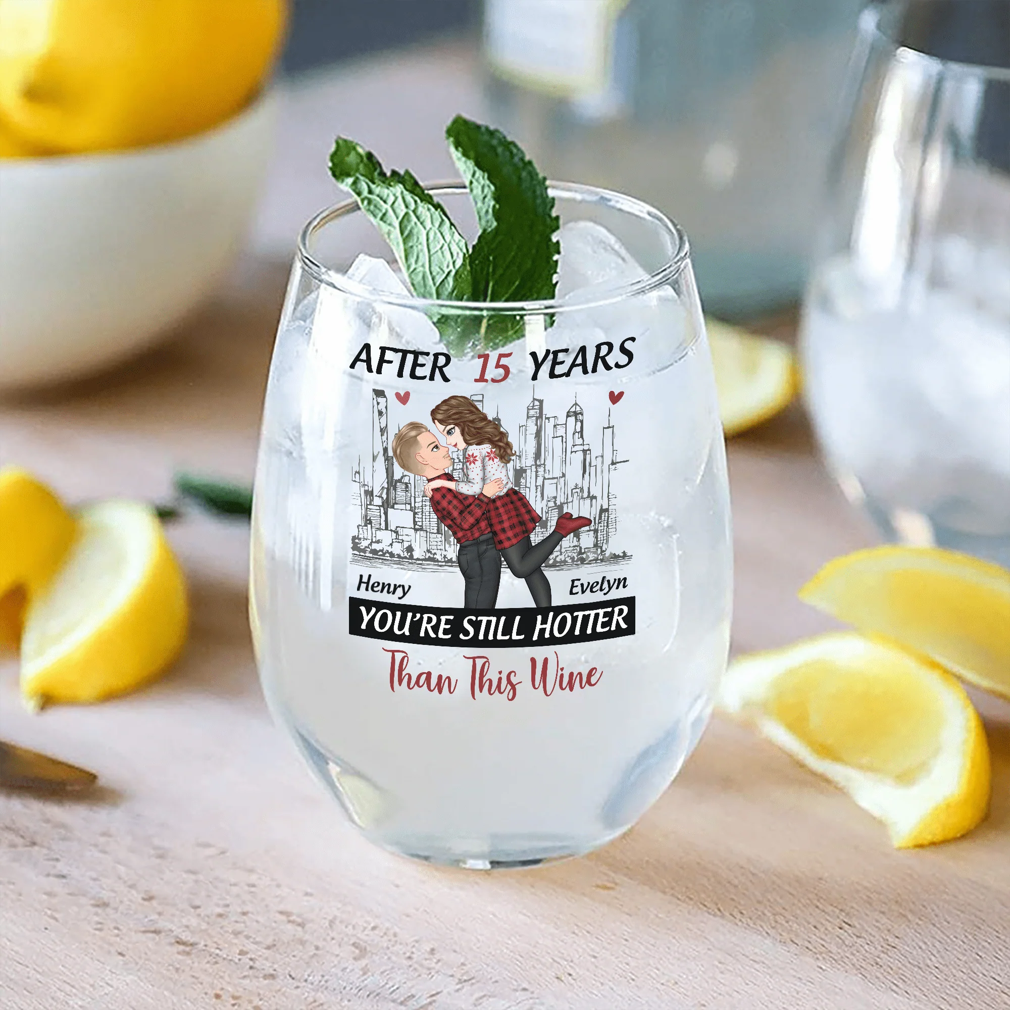 Personalized Gift Anniversary You're Still Hotter Than This Stemless Wine Glass For Couples LM32 893059
