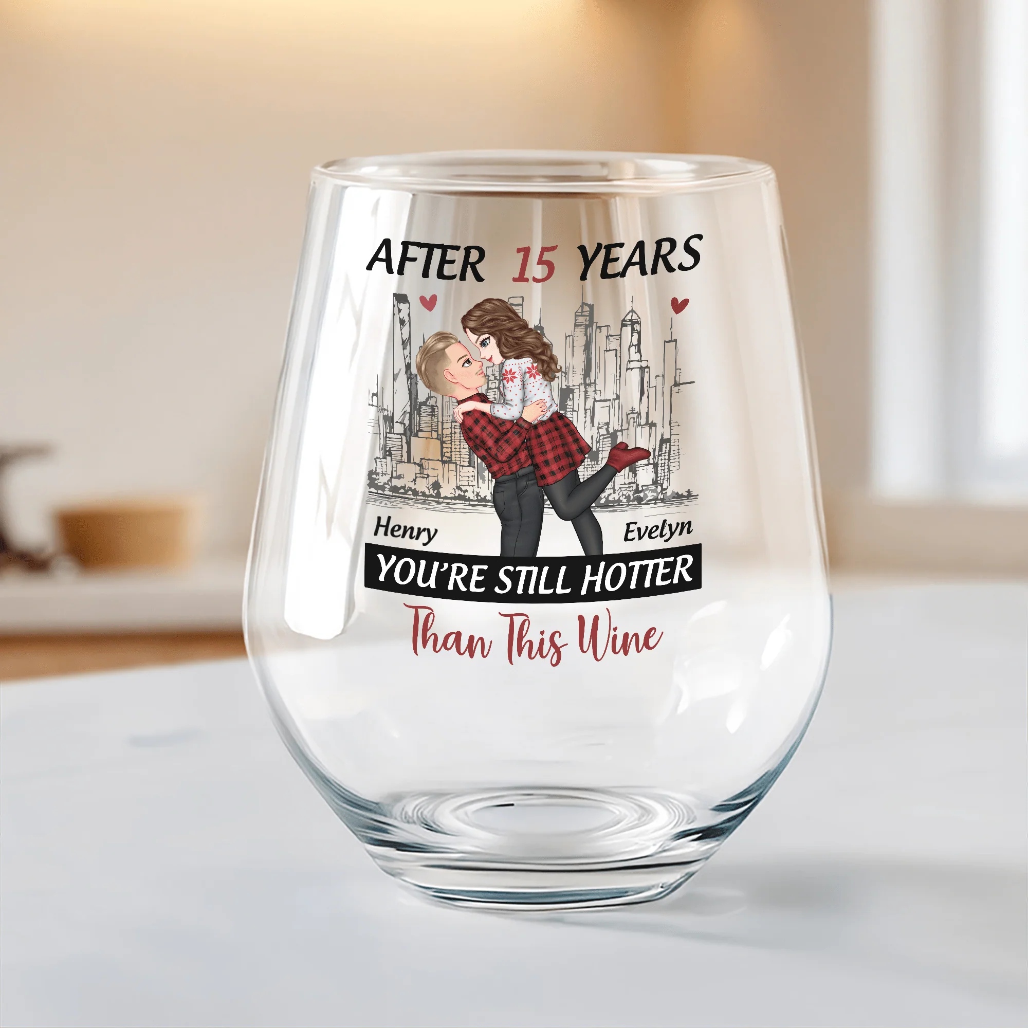 Personalized Gift Anniversary You're Still Hotter Than This Stemless Wine Glass For Couples LM32 893059 - Image 3