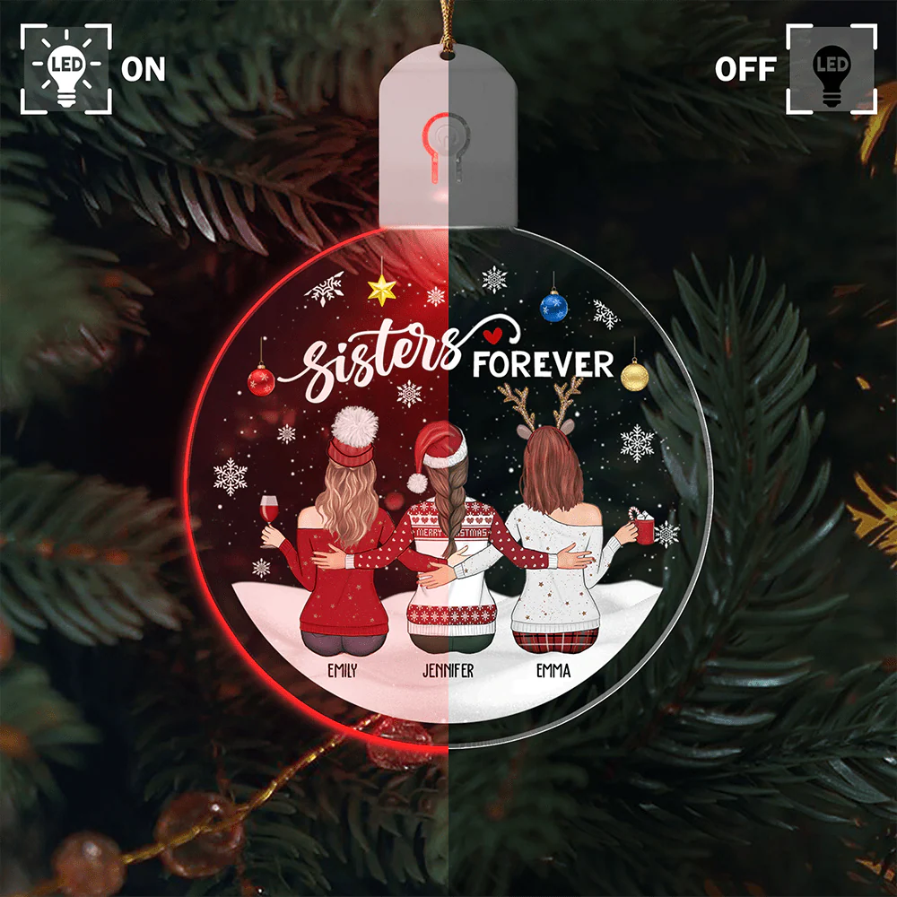 Personalized Gift Besties Forever Christmas Circle Led Acrylic Ornament For Besties HO82 891935