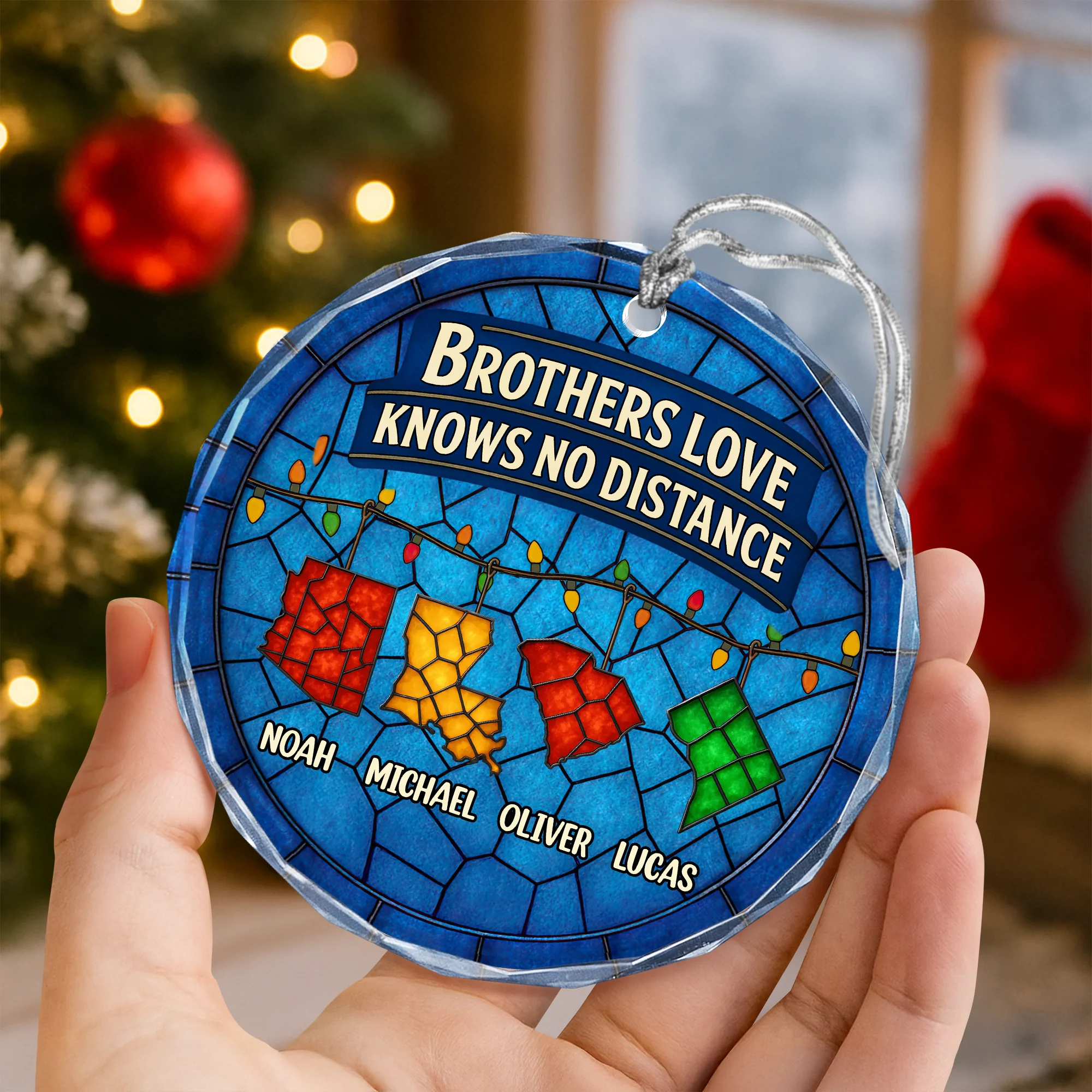 Personalized Gift Family Love Knows No Distance Glass Ornament LM32 895627 - Image 3