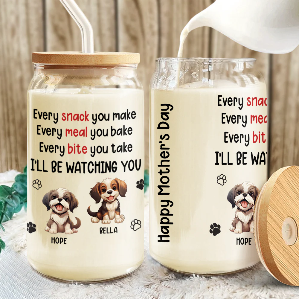 Personalized Gift Every Snack You Make We'll Be Watching You Glass Can With Lid LM32 893185 - Image 2