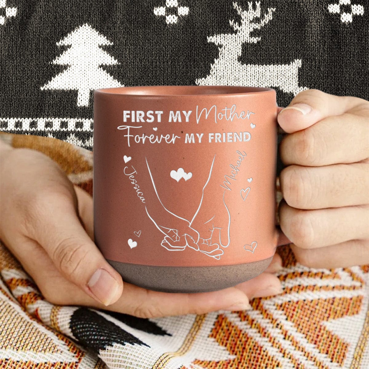 Personalized Gift First My Daughter Forever My Friend Engraved Pottery Mug - Best Christmas Gift for Mom, Daughter HO82 891233 - Image 2