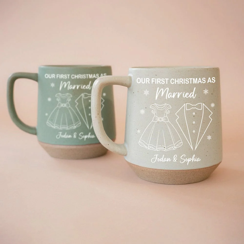 Personalized Gift Here's To Cozy Morning Our First Christmas Printed Pottery Mug For Couple LM32 891945