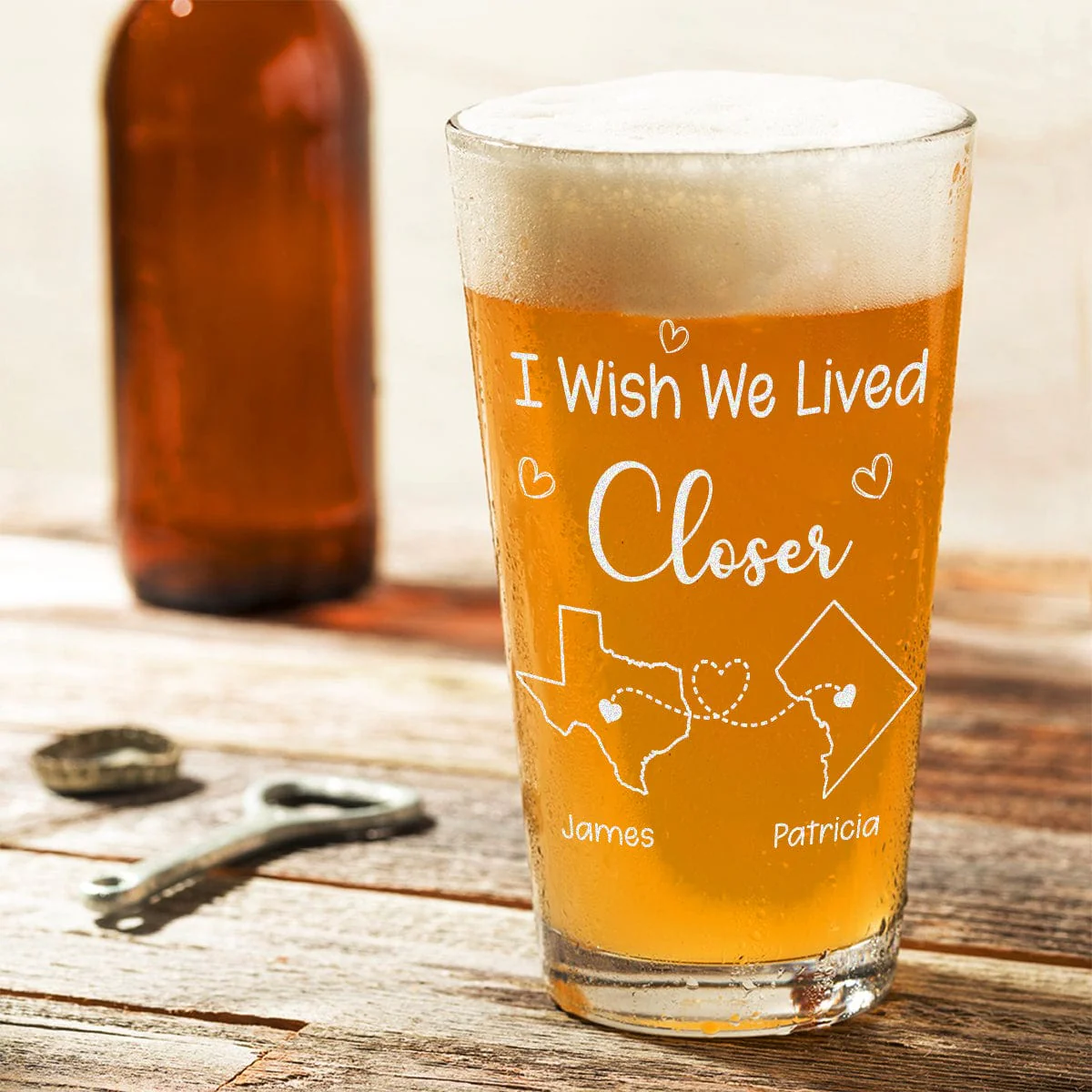 Personalized Gift I Wish We Lived Closer - Bestie Personalized Engraved Beer Glass HA75 891911 - Image 2