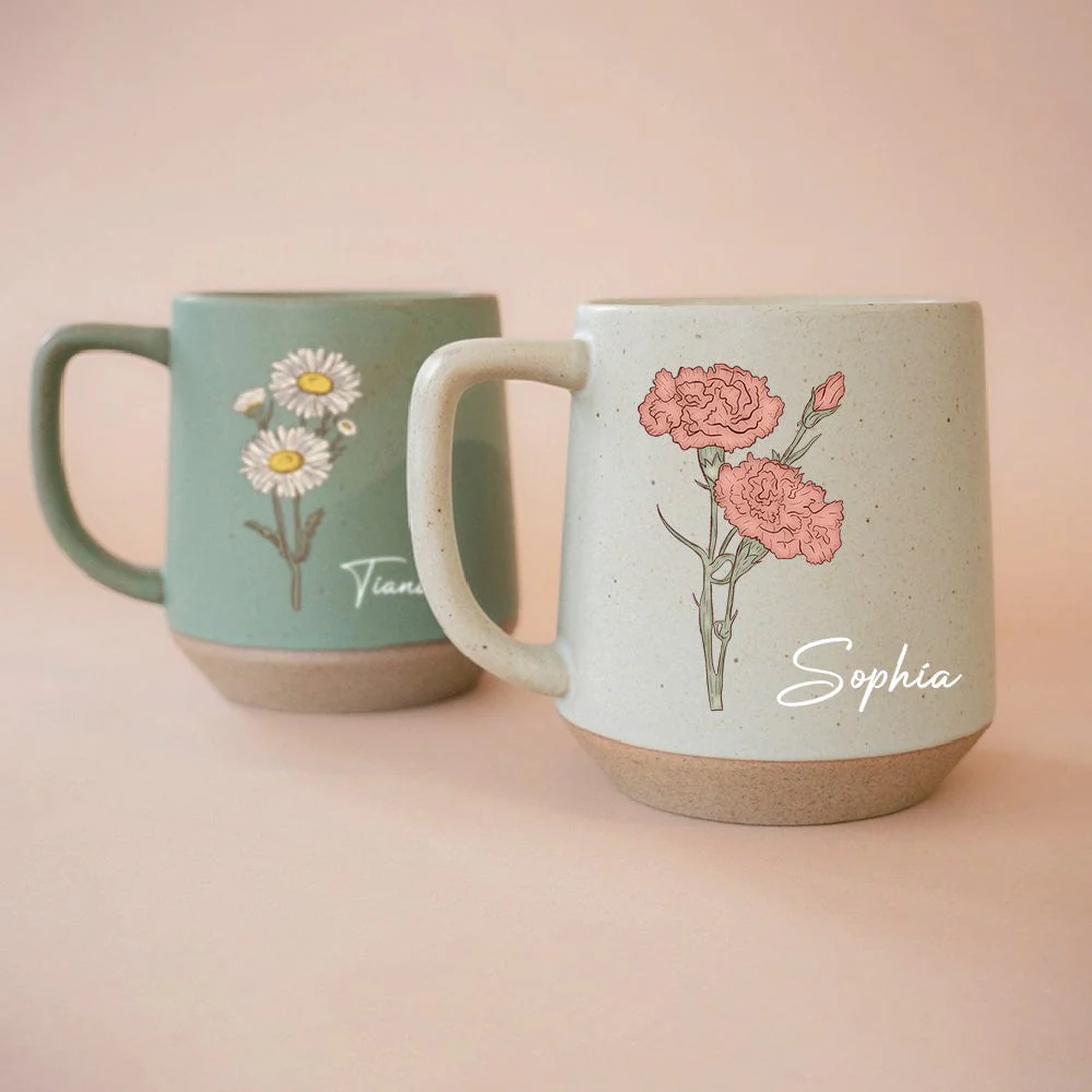 Personalized Christmas Gift Name With Floral Unique Printed Pottery Mug For Bestie, Family LM32 891941