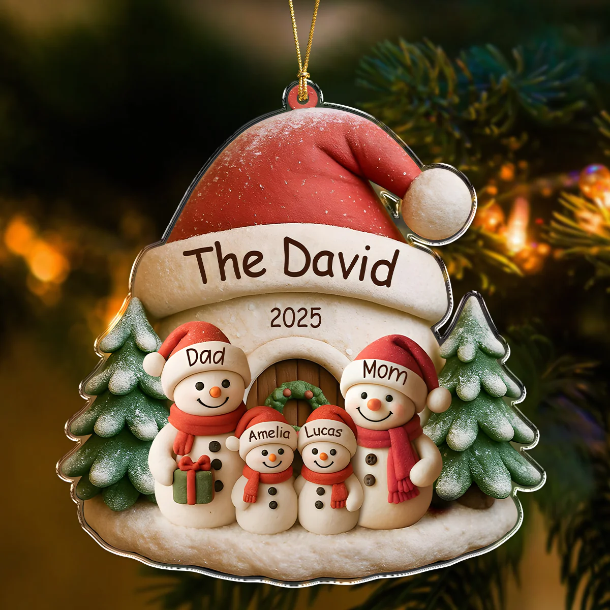 Personalized Gift Snowman Family Christmas Keepsake Acrylic Ornament LM32 895793 - Image 2