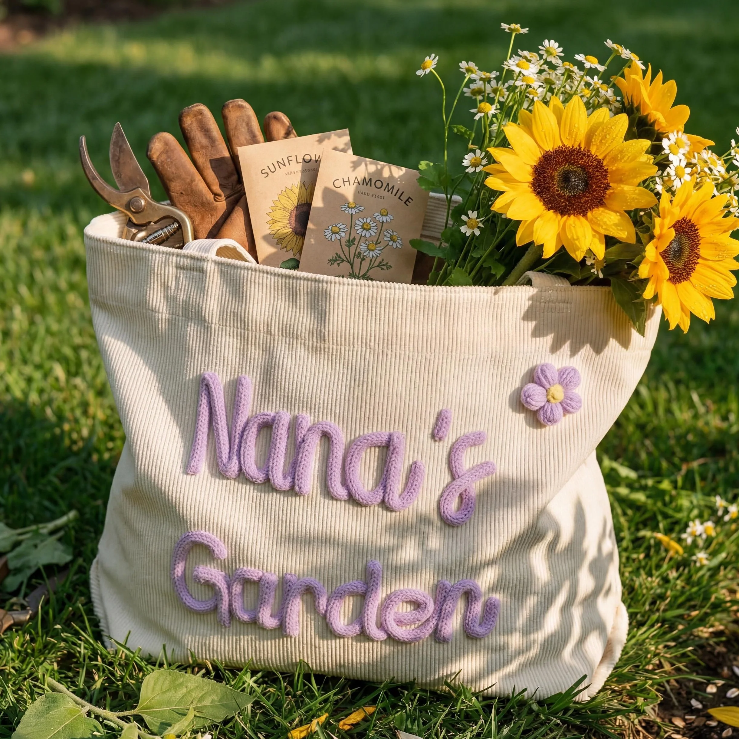 Personalized GIGI Corduroy Chunky Yarn Tote Bag, Mother's Day Surprise Gift for Grandma LM32 899769 - Image 3
