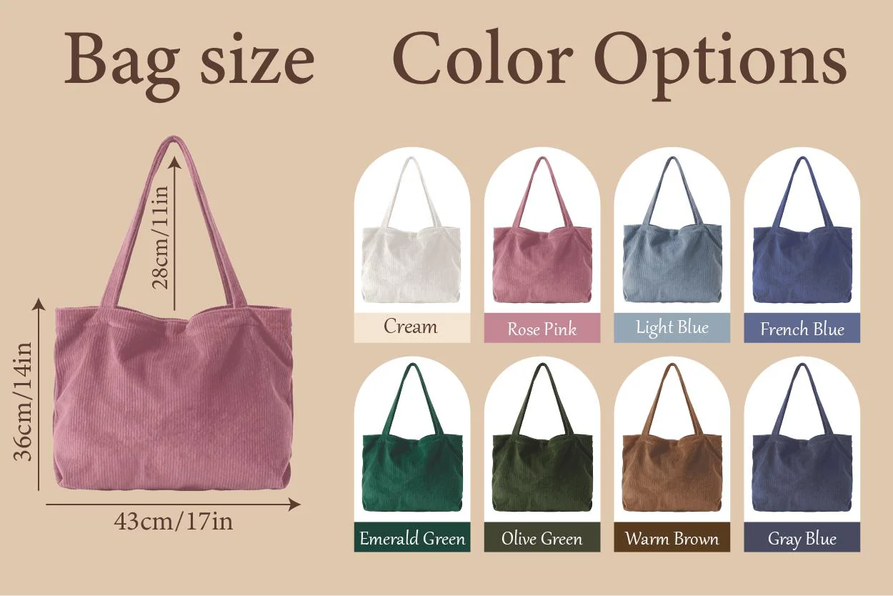 Personalized GIGI Corduroy Chunky Yarn Tote Bag, Mother's Day Surprise Gift for Grandma LM32 899769 - Image 4