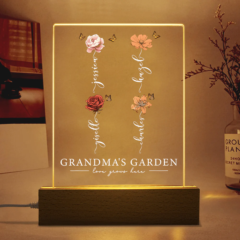 Personalized Grandma's Garden Love Grows Mother's Day Acrylic Plaque LED Night Light LM32 893107 - Image 2