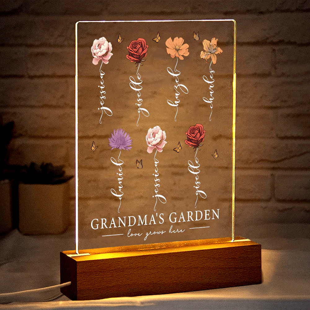 Personalized Grandma's Garden Love Grows Mother's Day Acrylic Plaque LED Night Light LM32 893107 - Image 4