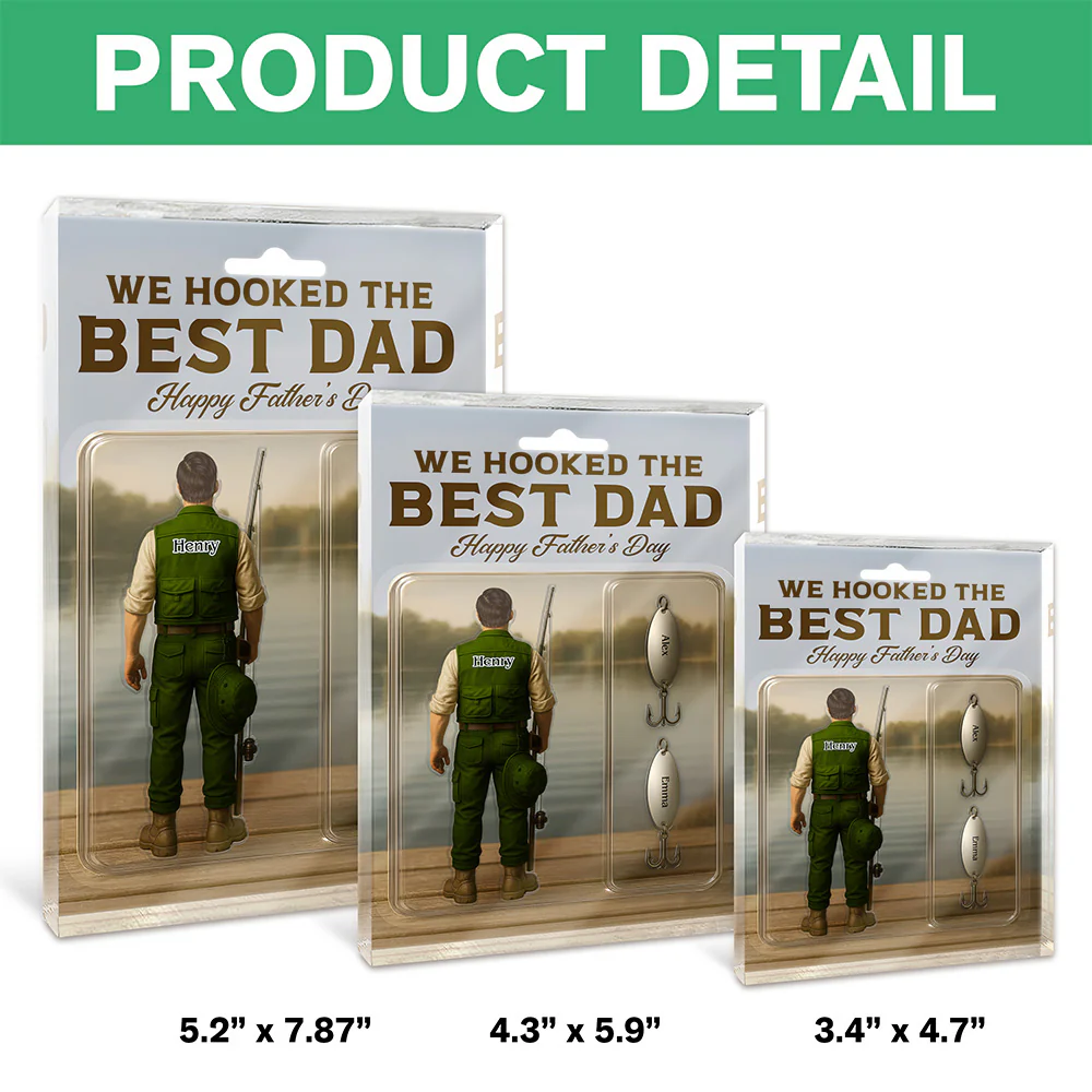 Personalized Hooked the Best Dad Ever Family Fishing Fun Acrylic Block Plaque LM32 893455 - Image 6