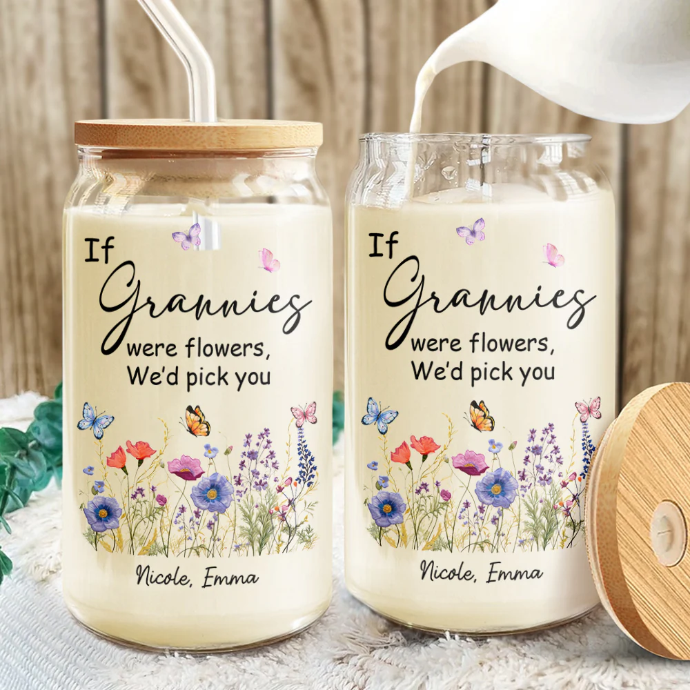 Personalized If Grandmas Were Flowers I'd Pick You Mother's Day Glass Can With Lid LM32 893295 - Image 3