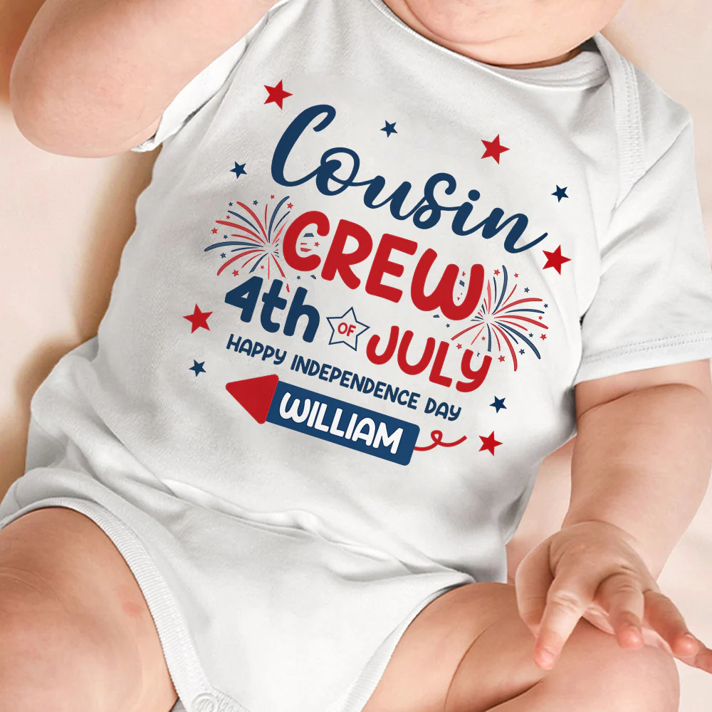 Personalized Kid Name Cousin Crew 4th of July Baby Onesie LM32 893519 - Image 2