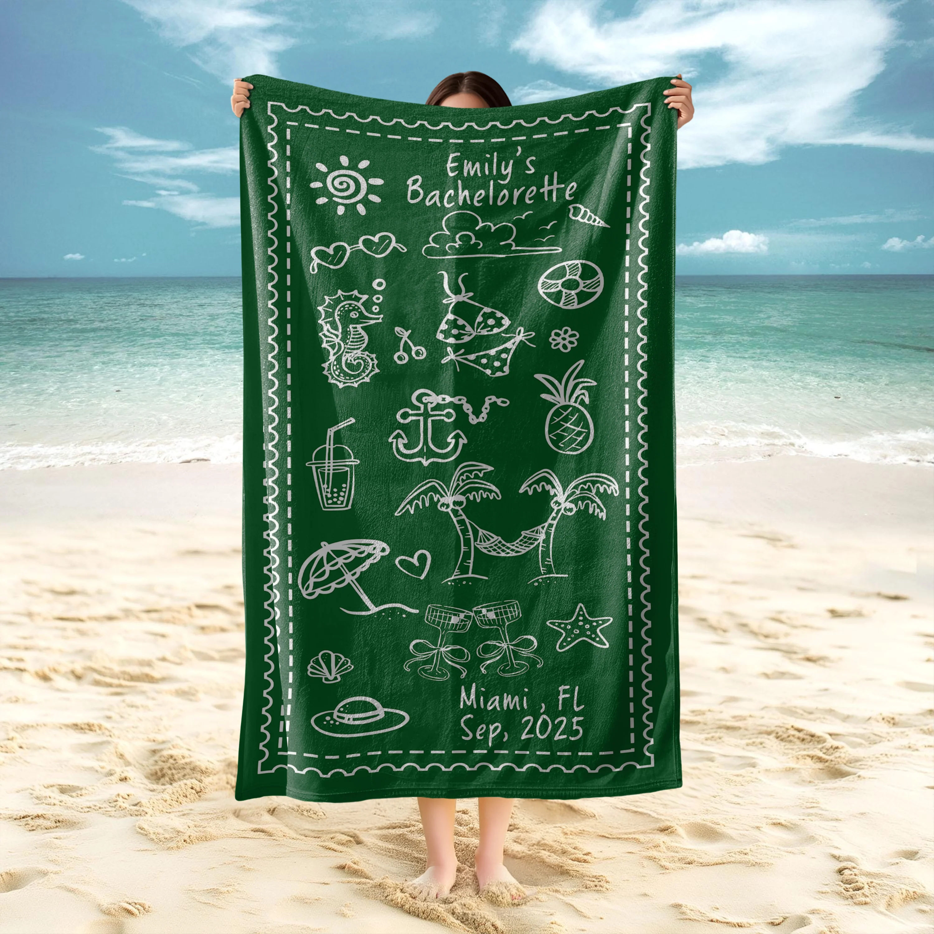 Personalized Location and Name Party Summer Bachelorette Beach Towels LM32 893443 - Image 6