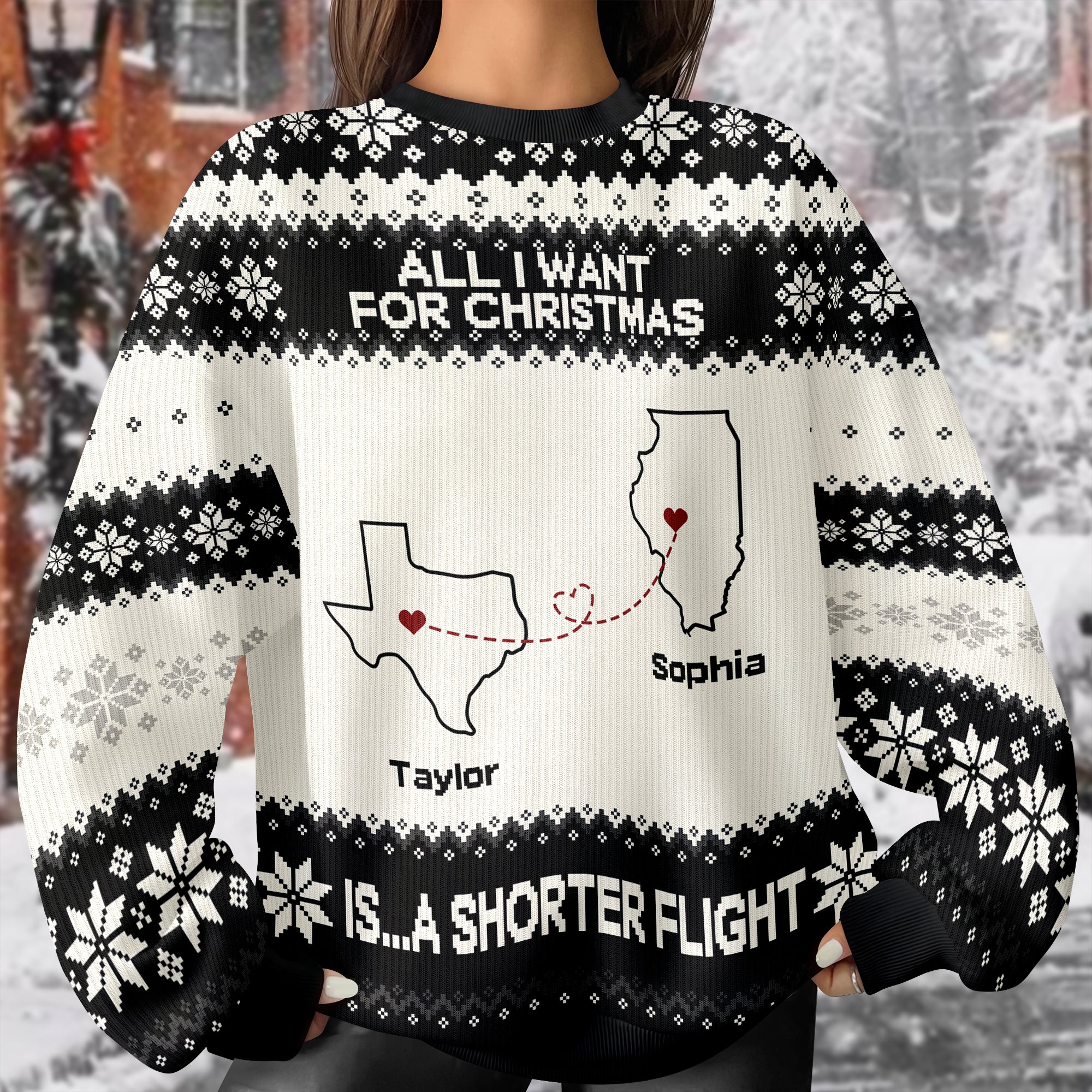 Personalized Long Distance State Map Ugly Sweater For Couple, Family & Friends LM32 895811 - Image 4