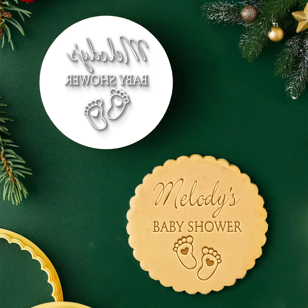 Personalized Name Baby Shower With Baby Feet Party Cookie Stamp LM32 897433 - Image 4