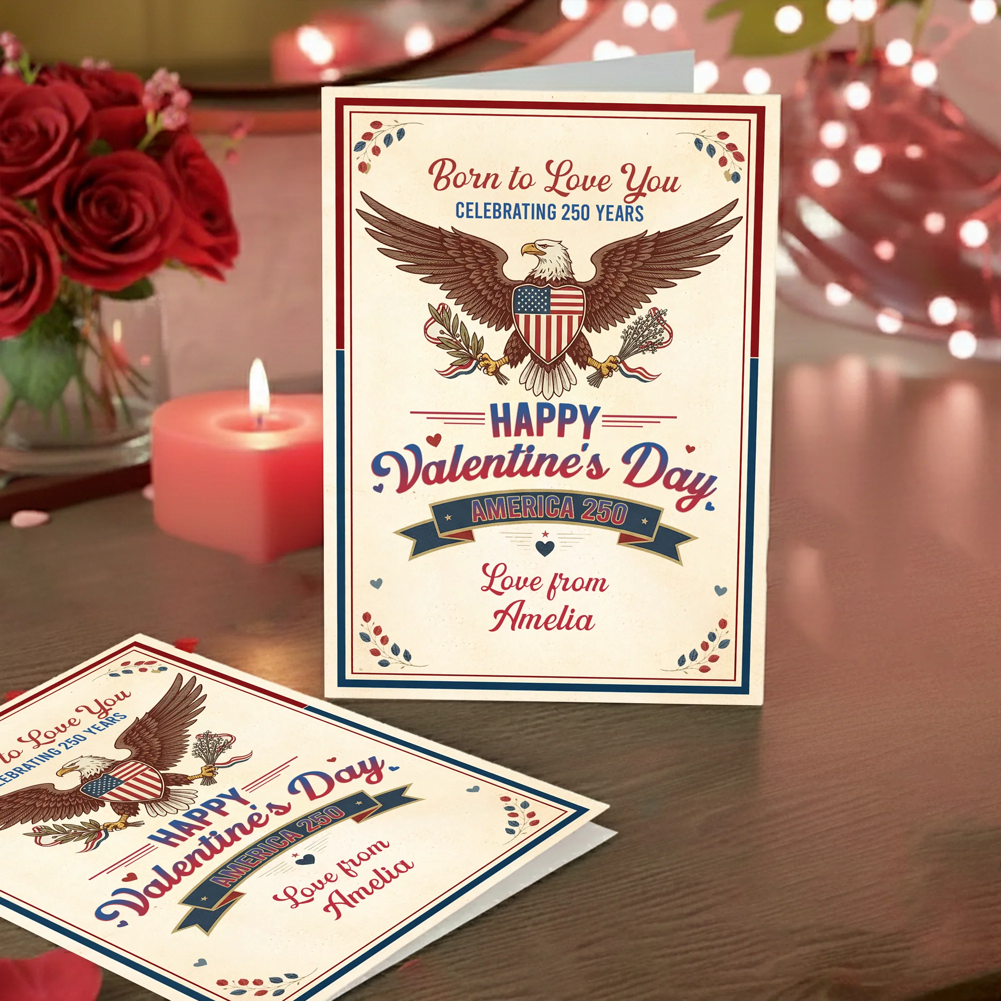 Personalized Name Born To Love You - 250 Years Of Freedom and Valentine Card Patriotic Gift LM32 897855 - Image 3