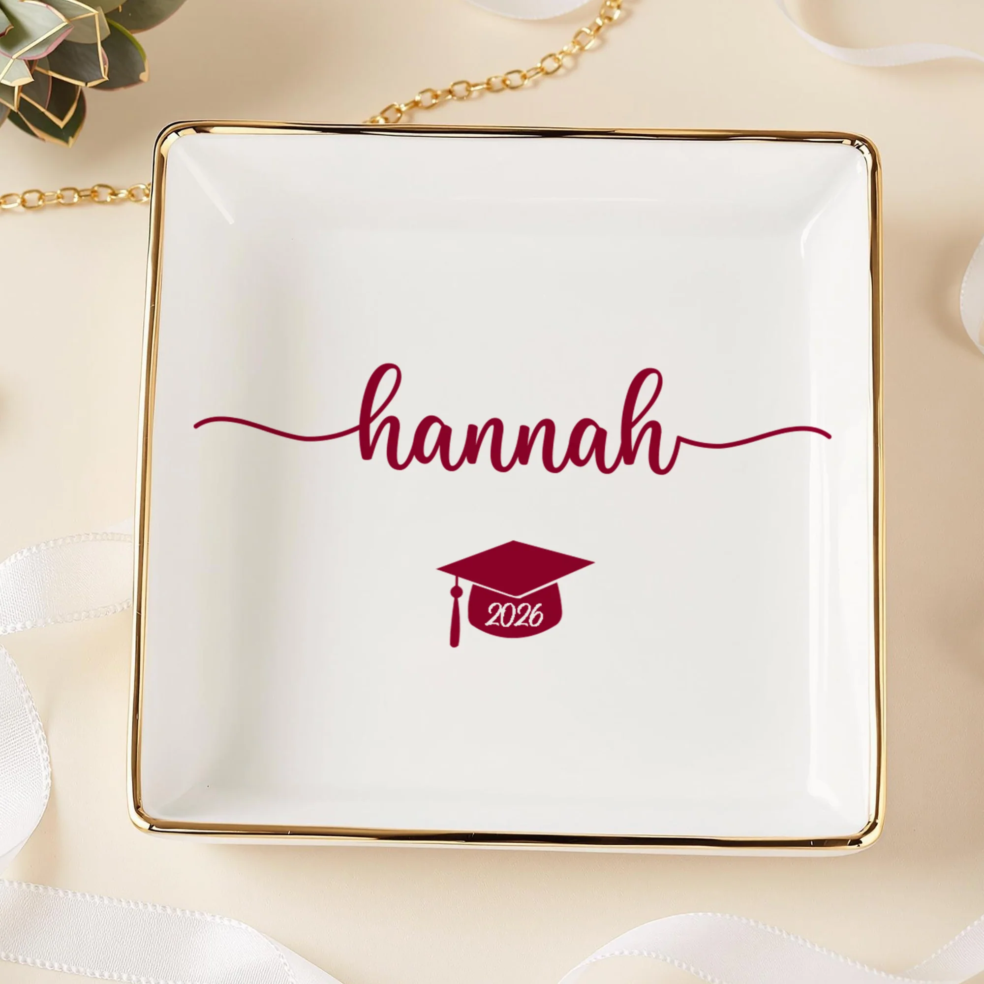 Personalized Name College Graduation Jewelry Ring Dish Class Of 2026 Gift LM32 899315 - Image 2